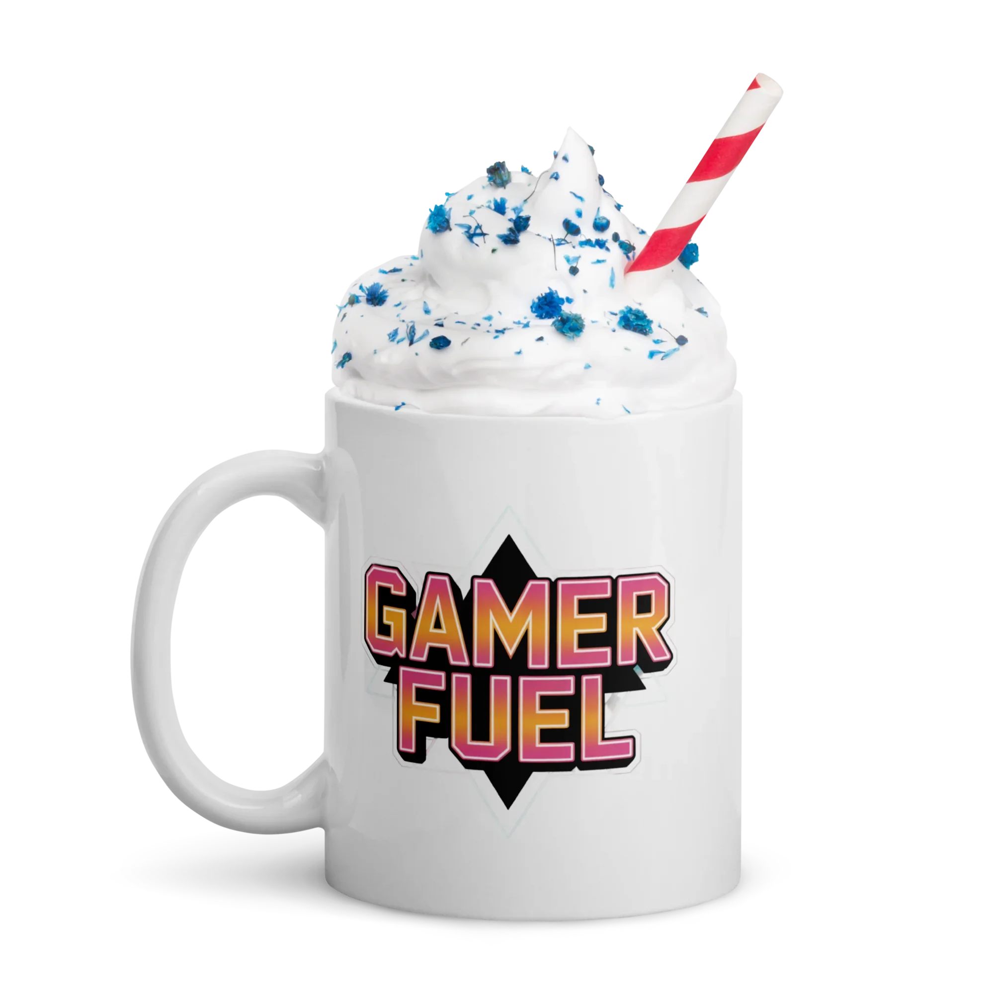 Gamer Fuel Neon Typography Design – Retro Gaming Energy Mug - RaZits
