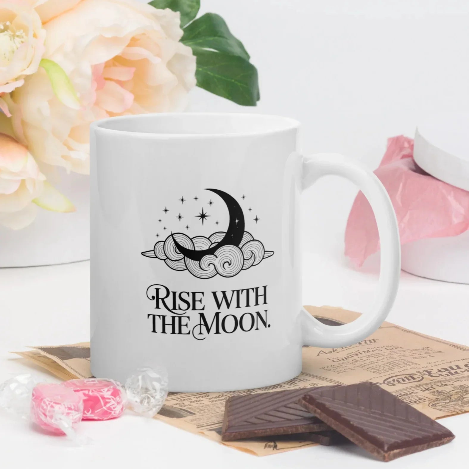 Rise with the Moon Mug – Celestial Cloud Design - RaZits