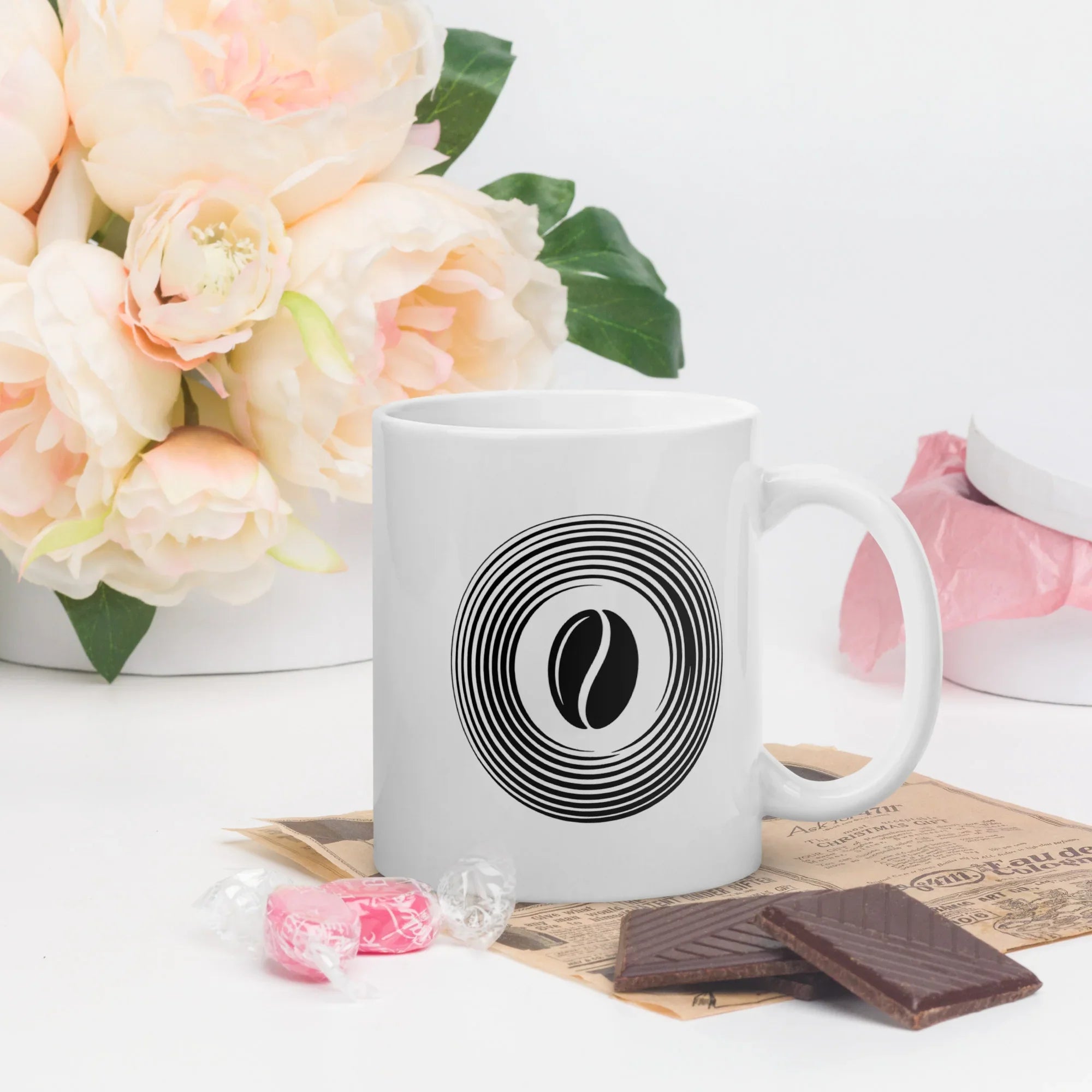 Hypnotic Coffee Bean Spiral Mug – Retro Caffeine Vibe - RaZits