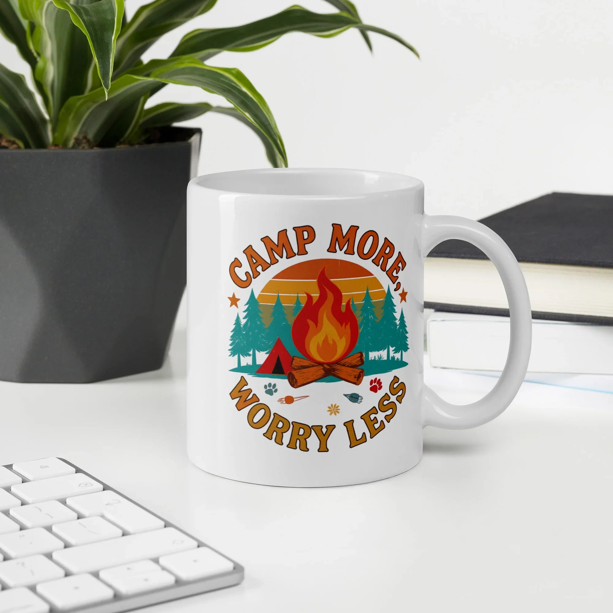 Camp More, Worry Less – Ceramic Camping Quote Mug - RaZits