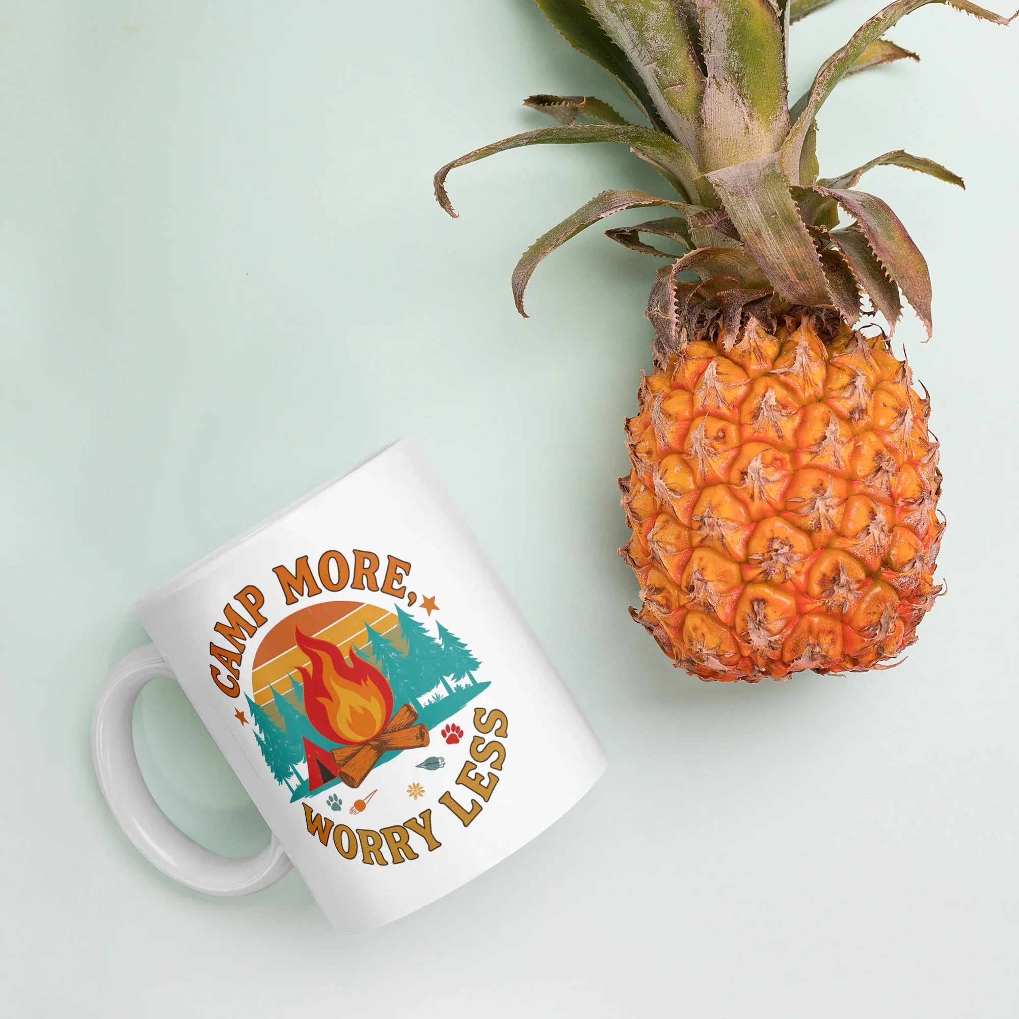 Camp More, Worry Less – Ceramic Camping Quote Mug - RaZits