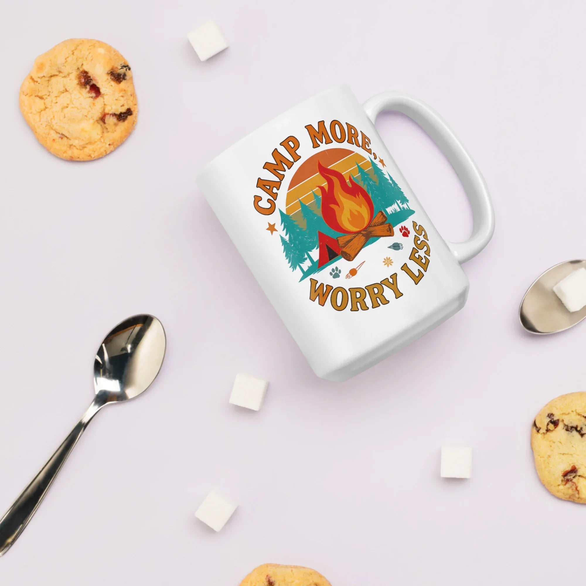 Camp More, Worry Less – Ceramic Camping Quote Mug - RaZits