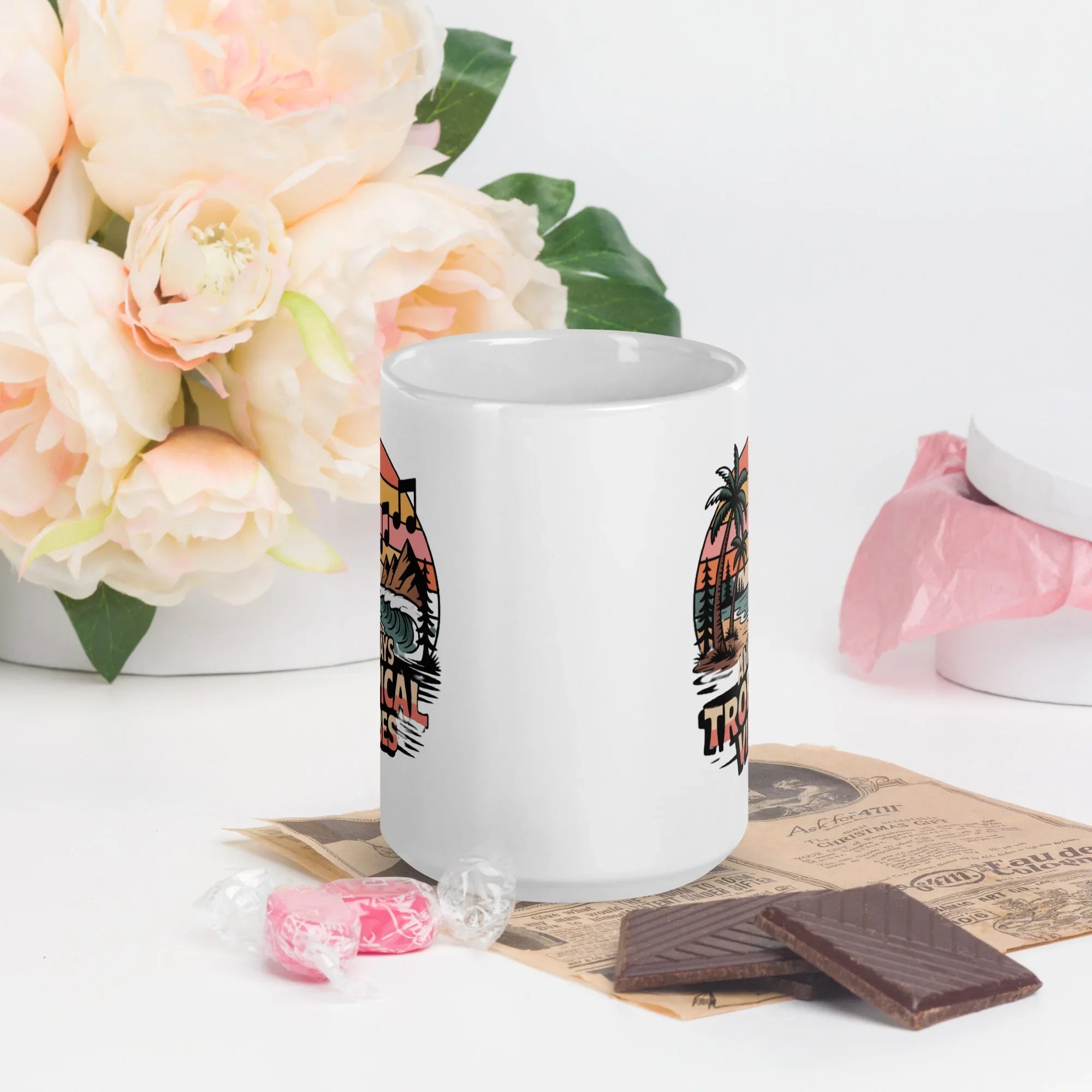 Always Tropical Vibes Beach Sunset Music Mug – Lead-Free Ceramic - RaZits