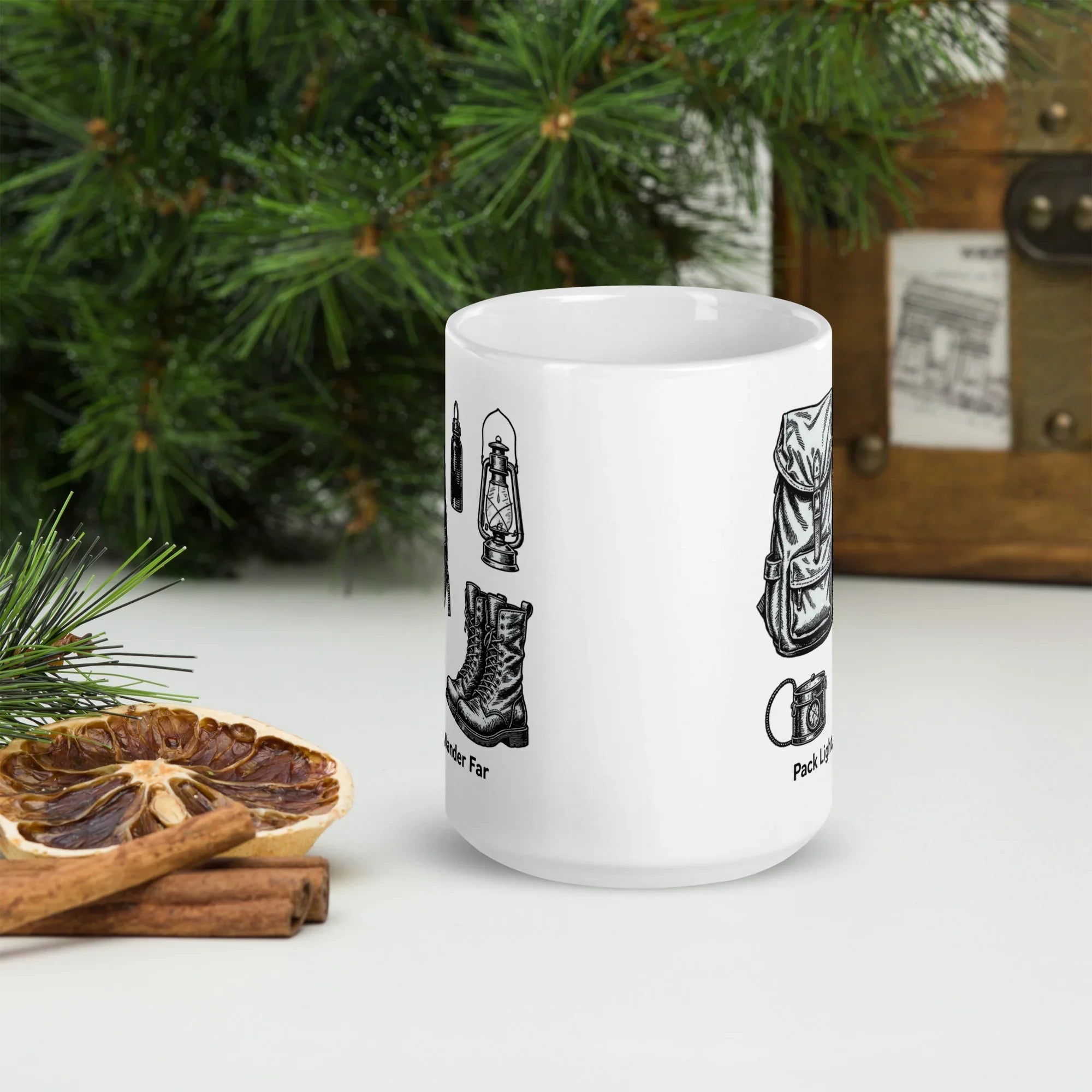 Pack Light, Wander Far – Vintage Hiking Gear Ceramic Mug - RaZits