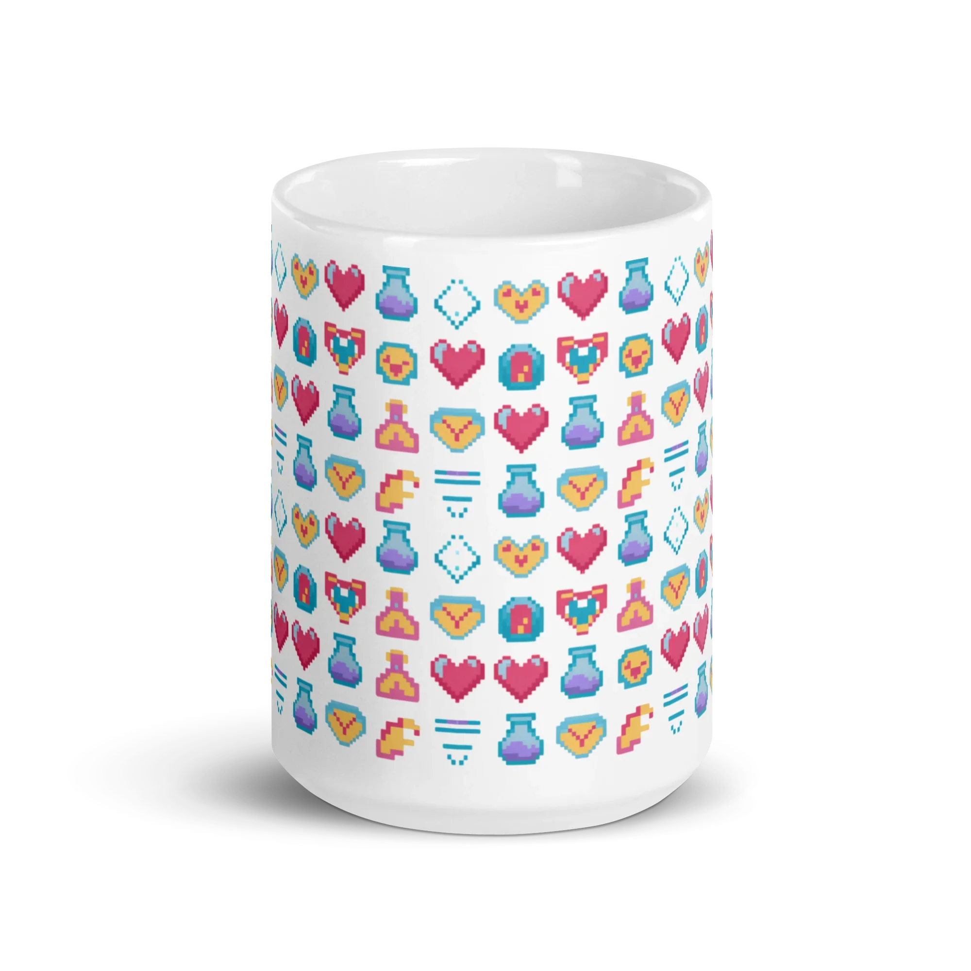 Pixel Power-Up Mug – Retro Hearts & Mana Potion Design for Classic Gamers - RaZits