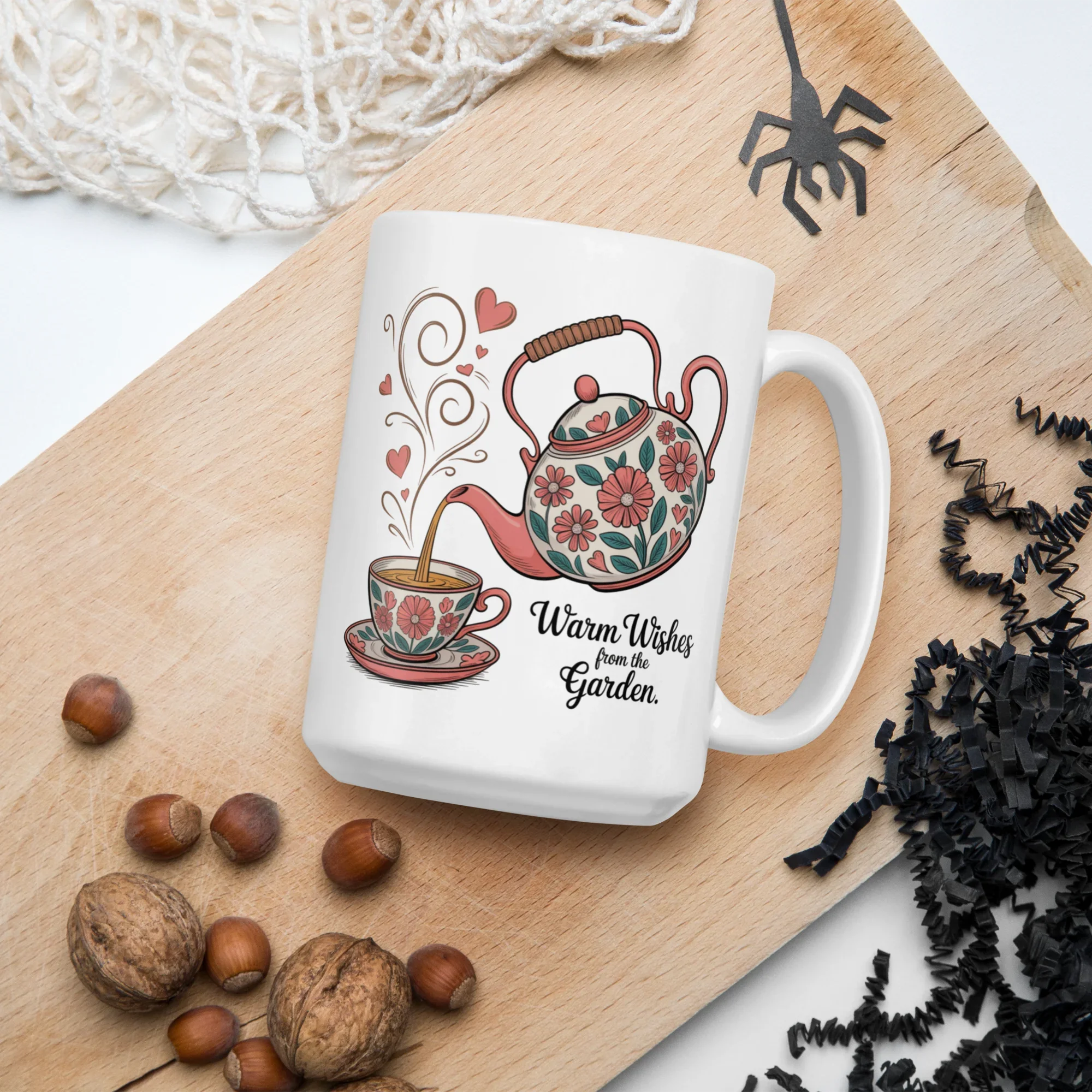 Warm Wishes from the Garden Mug – Floral Teapot Tea Lover Cup - RaZits