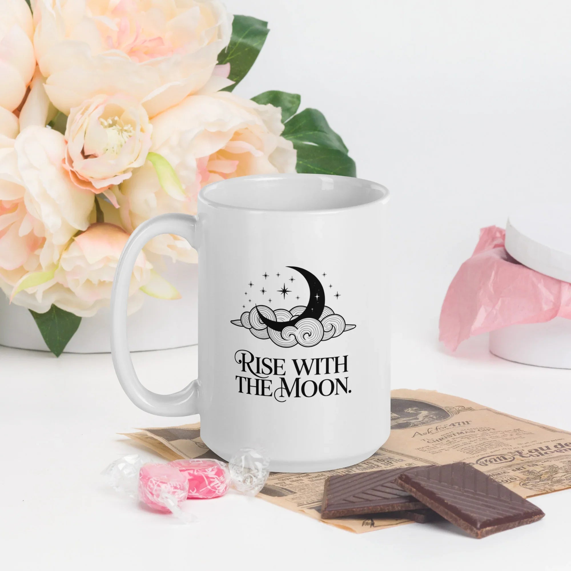 Rise with the Moon Mug – Celestial Cloud Design - RaZits