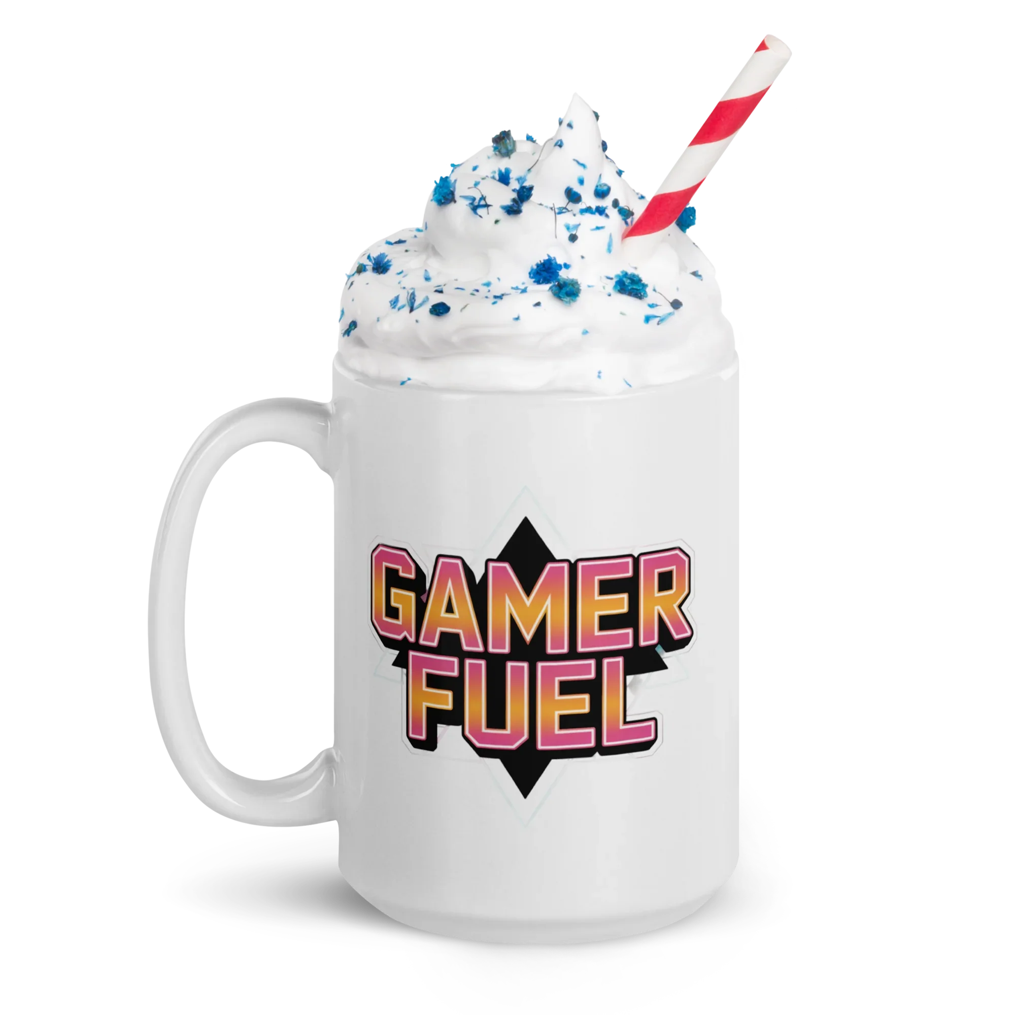 Gamer Fuel Neon Typography Design – Retro Gaming Energy Mug - RaZits
