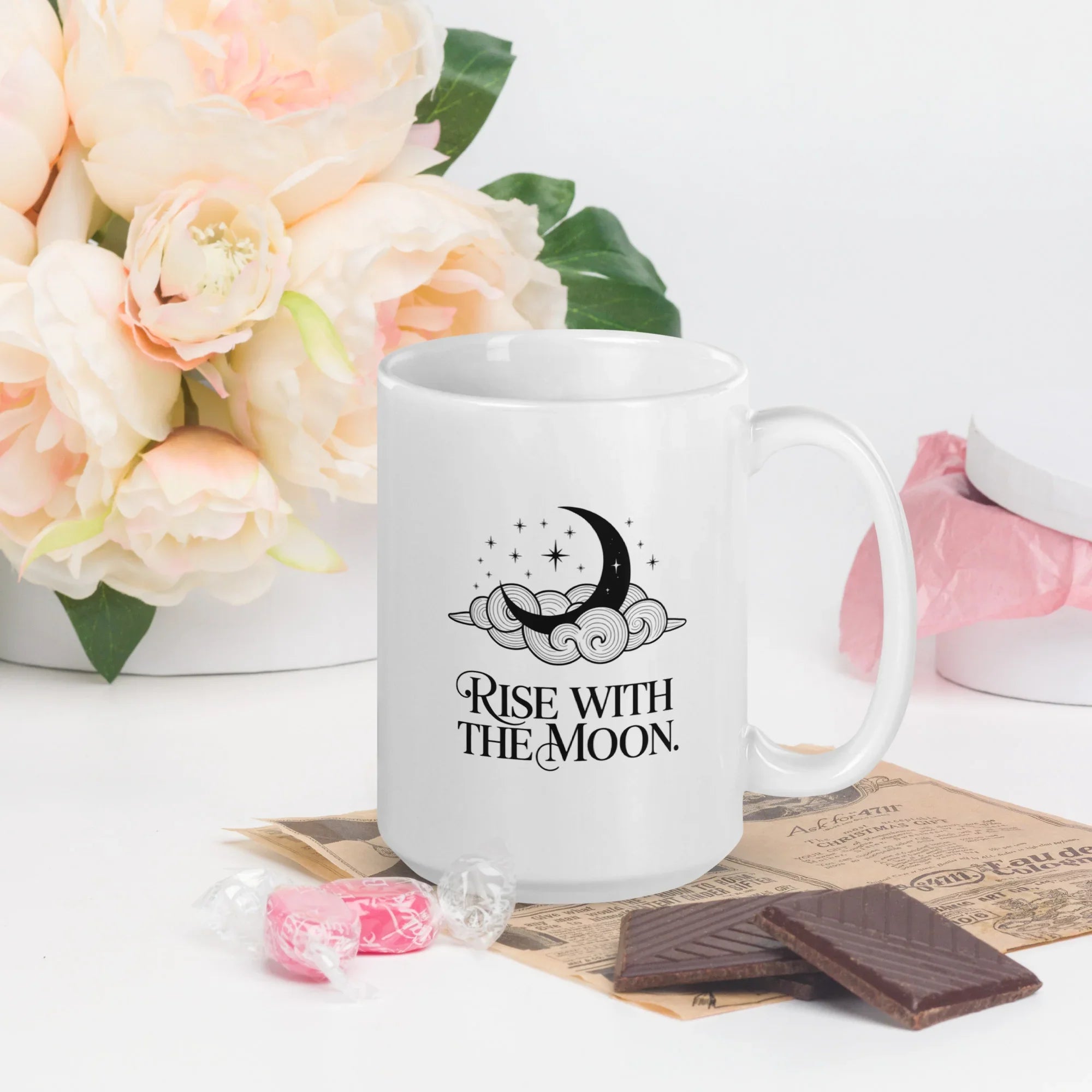 Rise with the Moon Mug – Celestial Cloud Design - RaZits