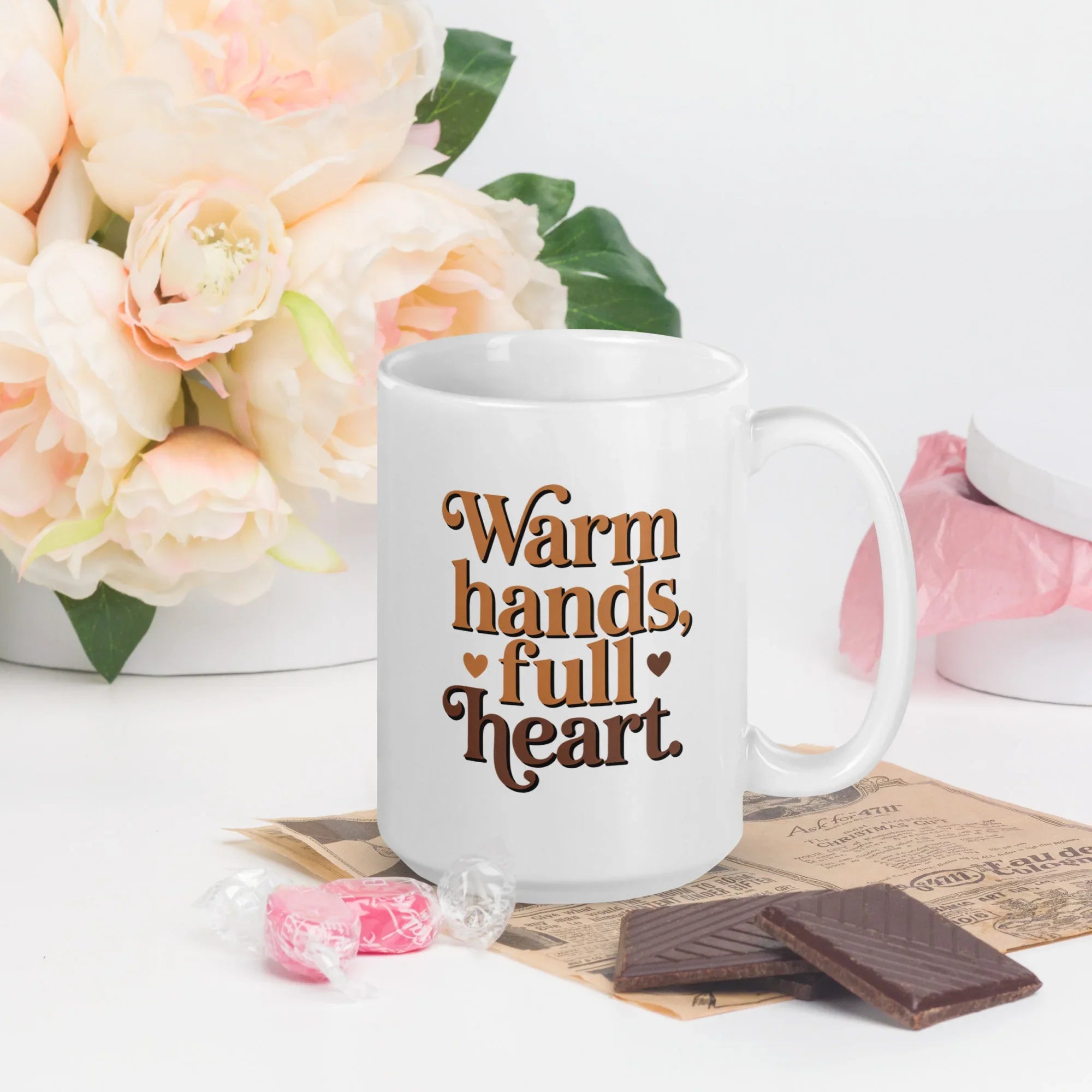 Warm Hands Full Heart Coffee Mug – Feel-Good Caffeine Companion - RaZits