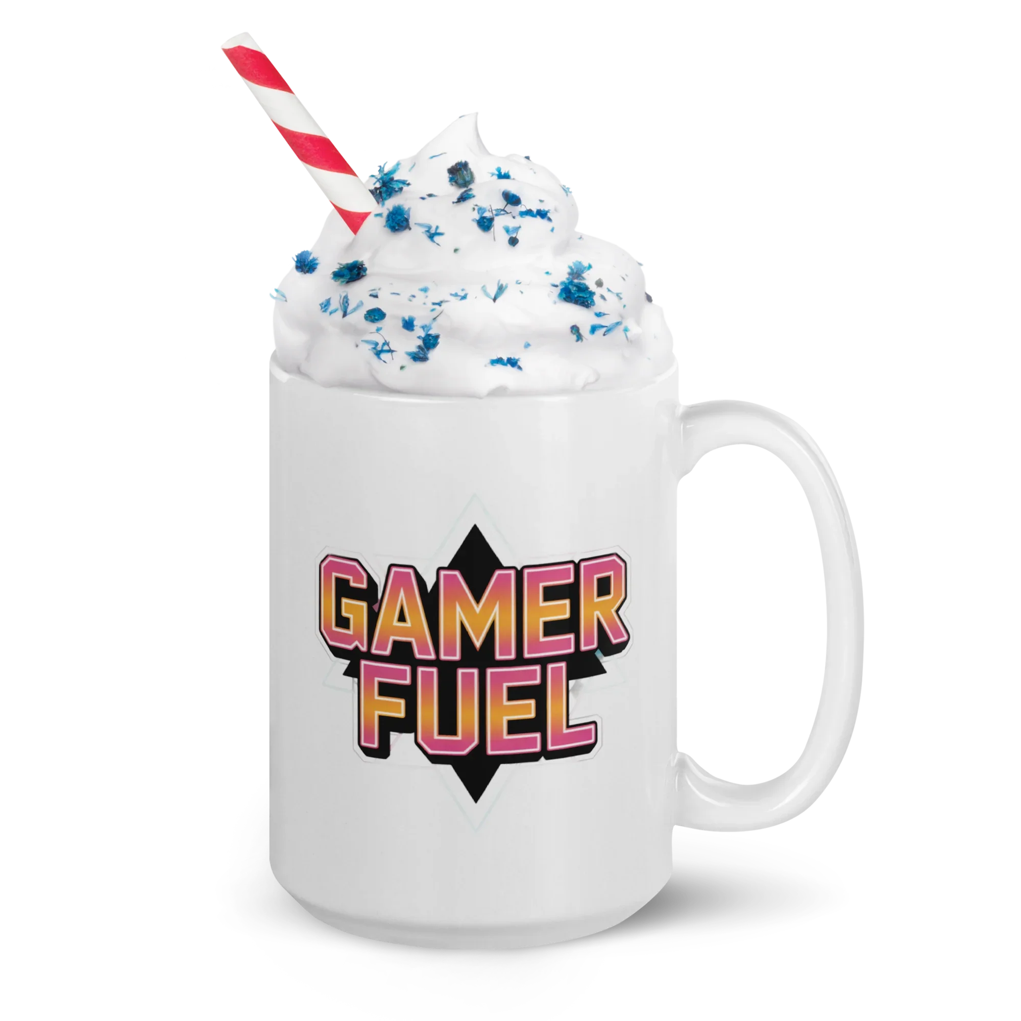 Gamer Fuel Neon Typography Design – Retro Gaming Energy Mug - RaZits