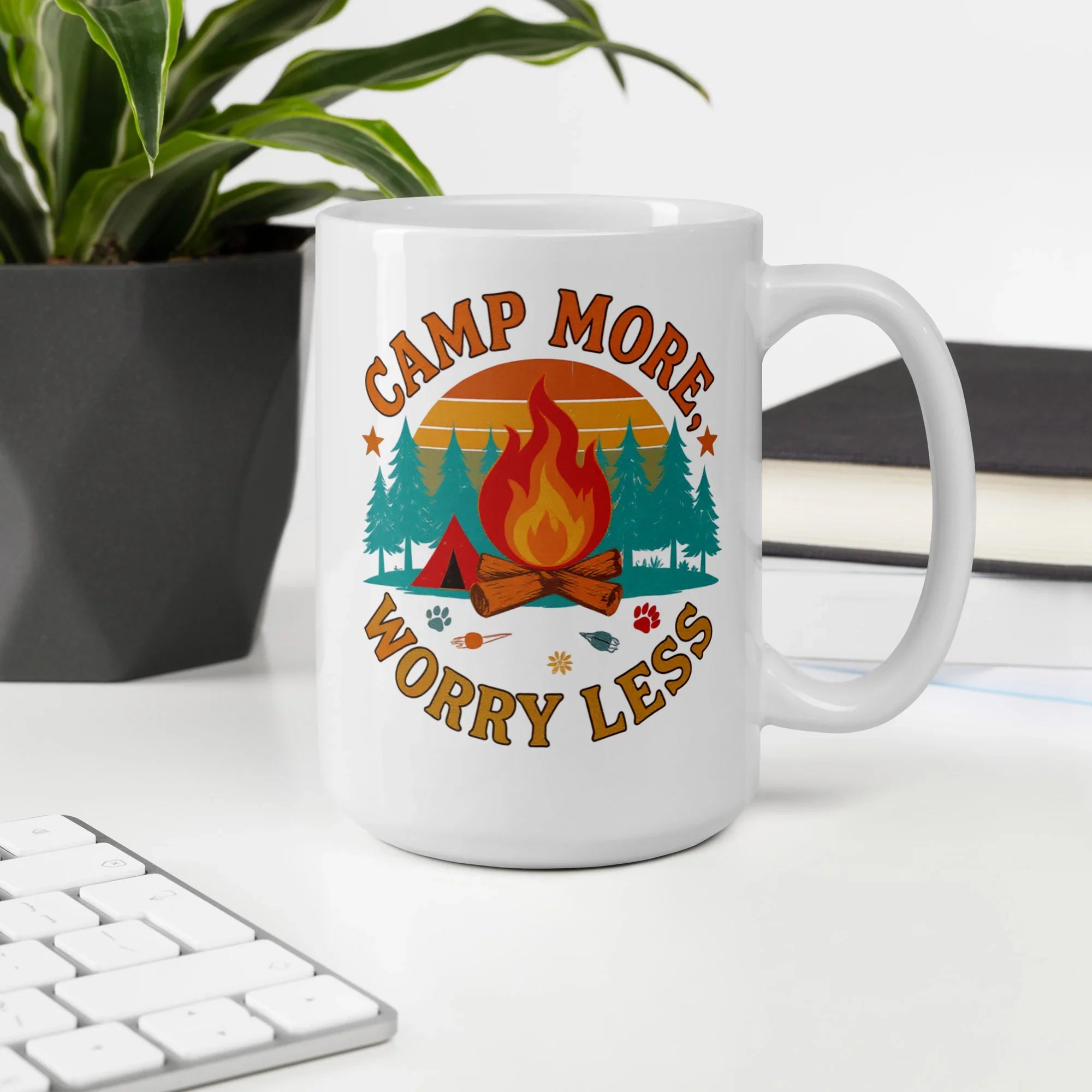 Camp More, Worry Less – Ceramic Camping Quote Mug - RaZits