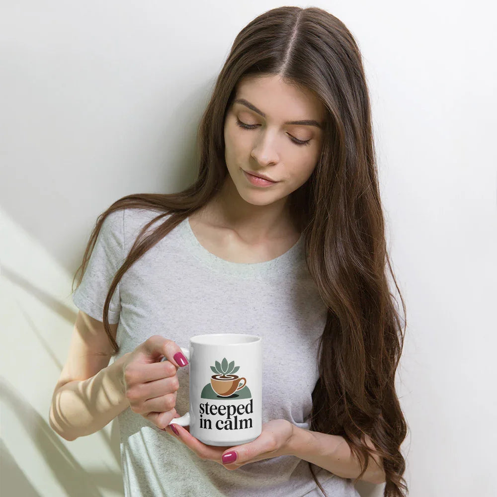Steeped in Calm Ceramic Coffee Mug – Mindful Morning Cup - RaZits