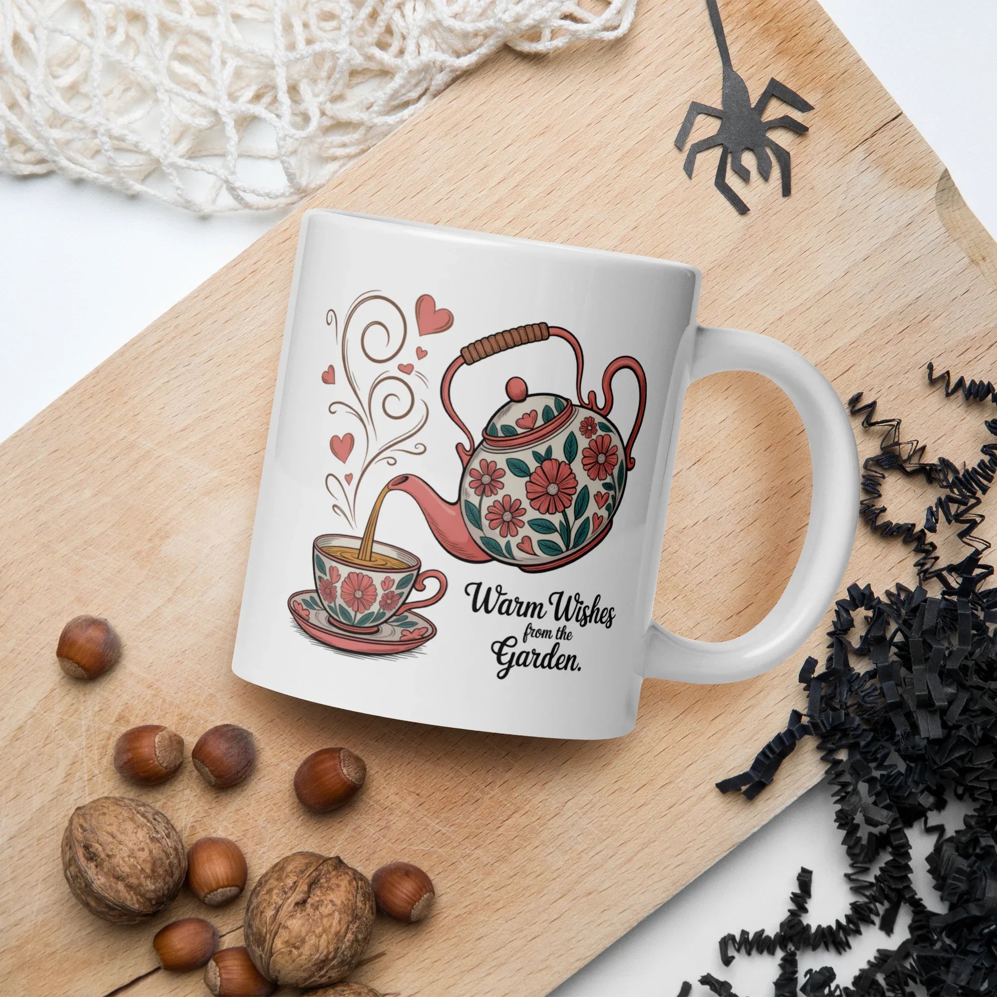 Warm Wishes from the Garden Mug – Floral Teapot Tea Lover Cup - RaZits