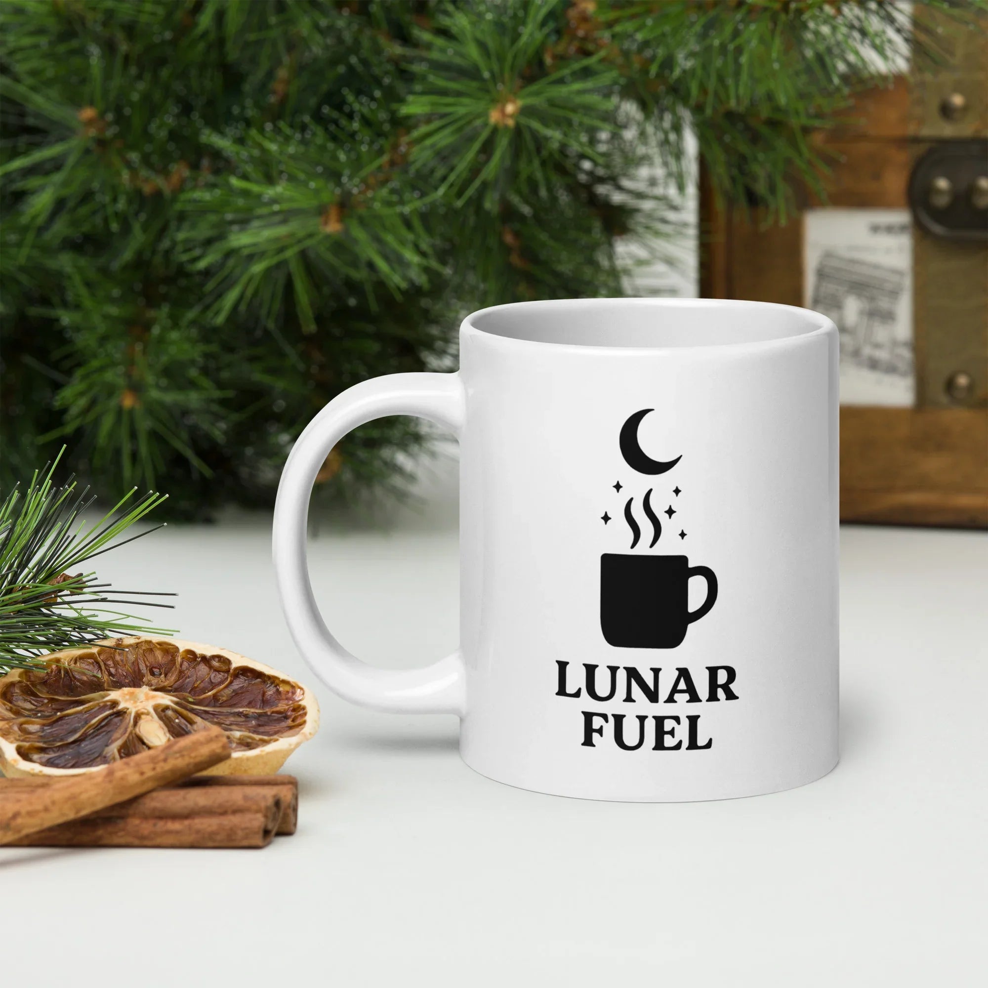 Lunar Fuel Mug – Crescent Moon Coffee Art - RaZits