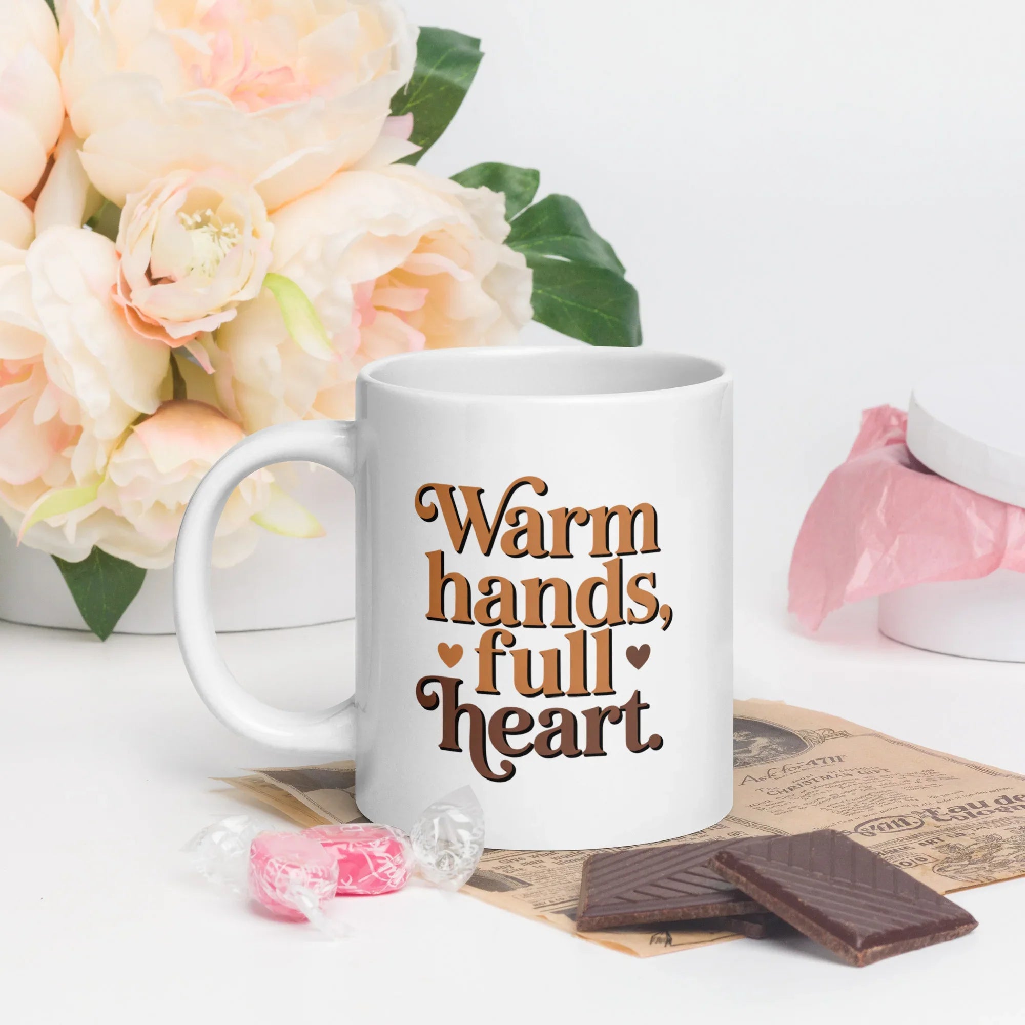 Warm Hands Full Heart Coffee Mug – Feel-Good Caffeine Companion - RaZits