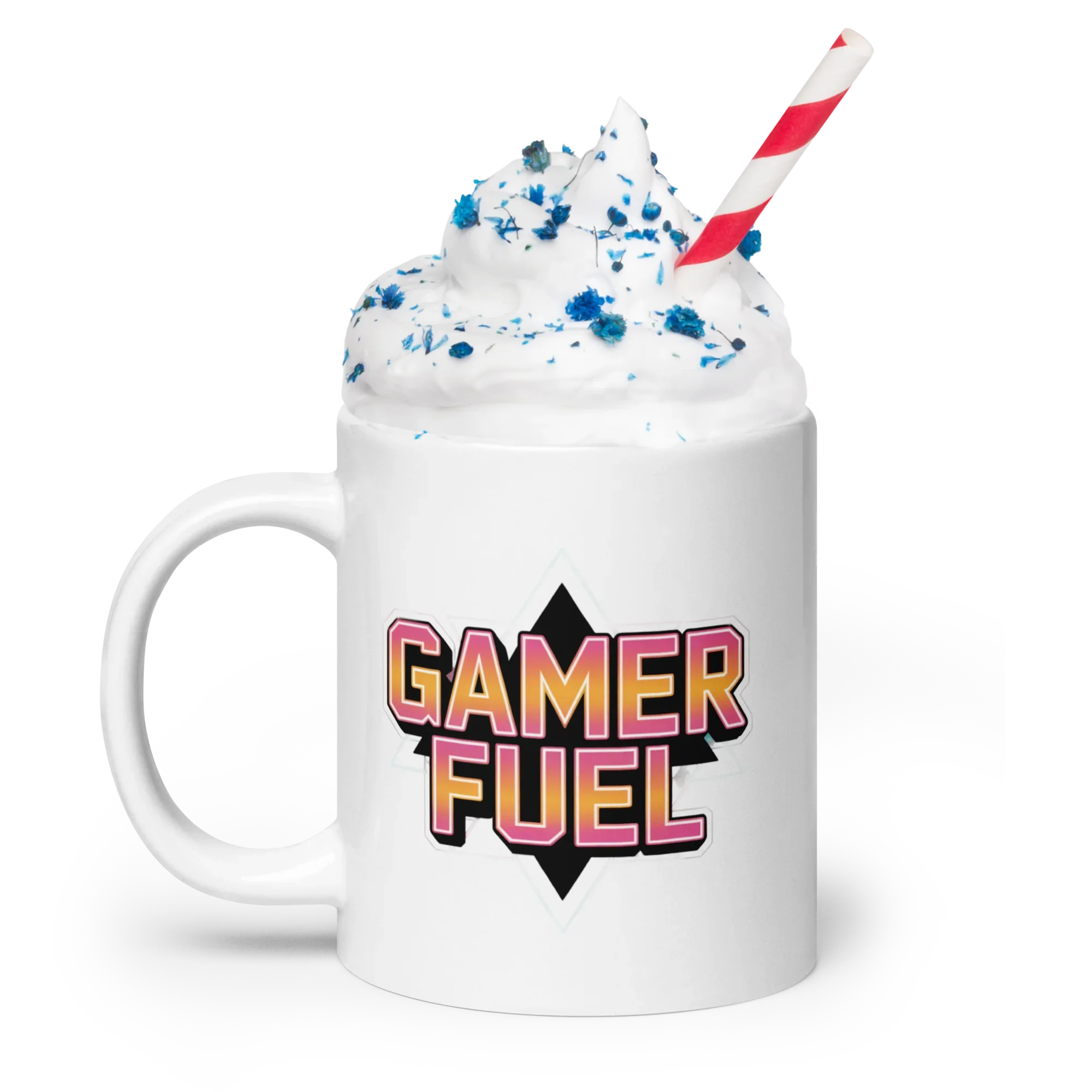 Gamer Fuel Neon Typography Design – Retro Gaming Energy Mug - RaZits