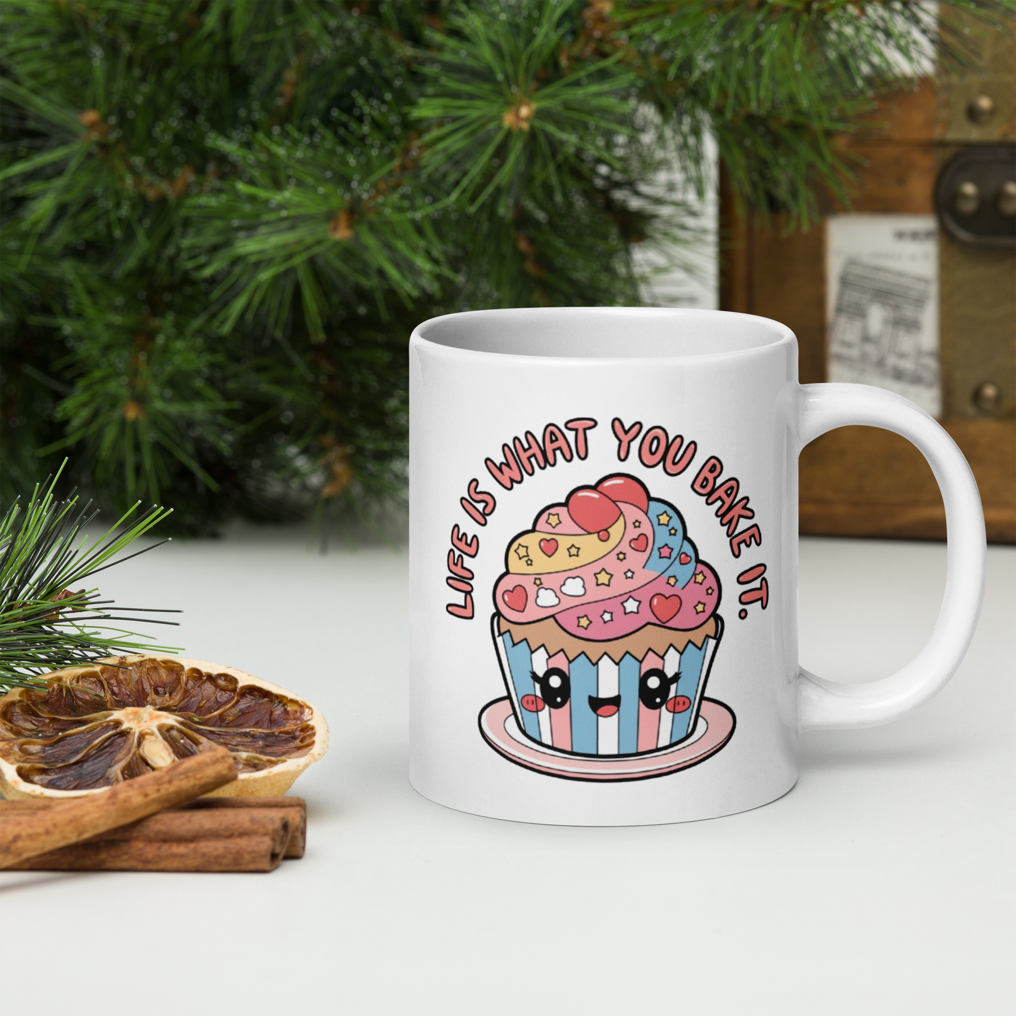 Aesthetic Coffee Mug – White Glossy Ceramic Cup for a Cozy Drink Experience.
