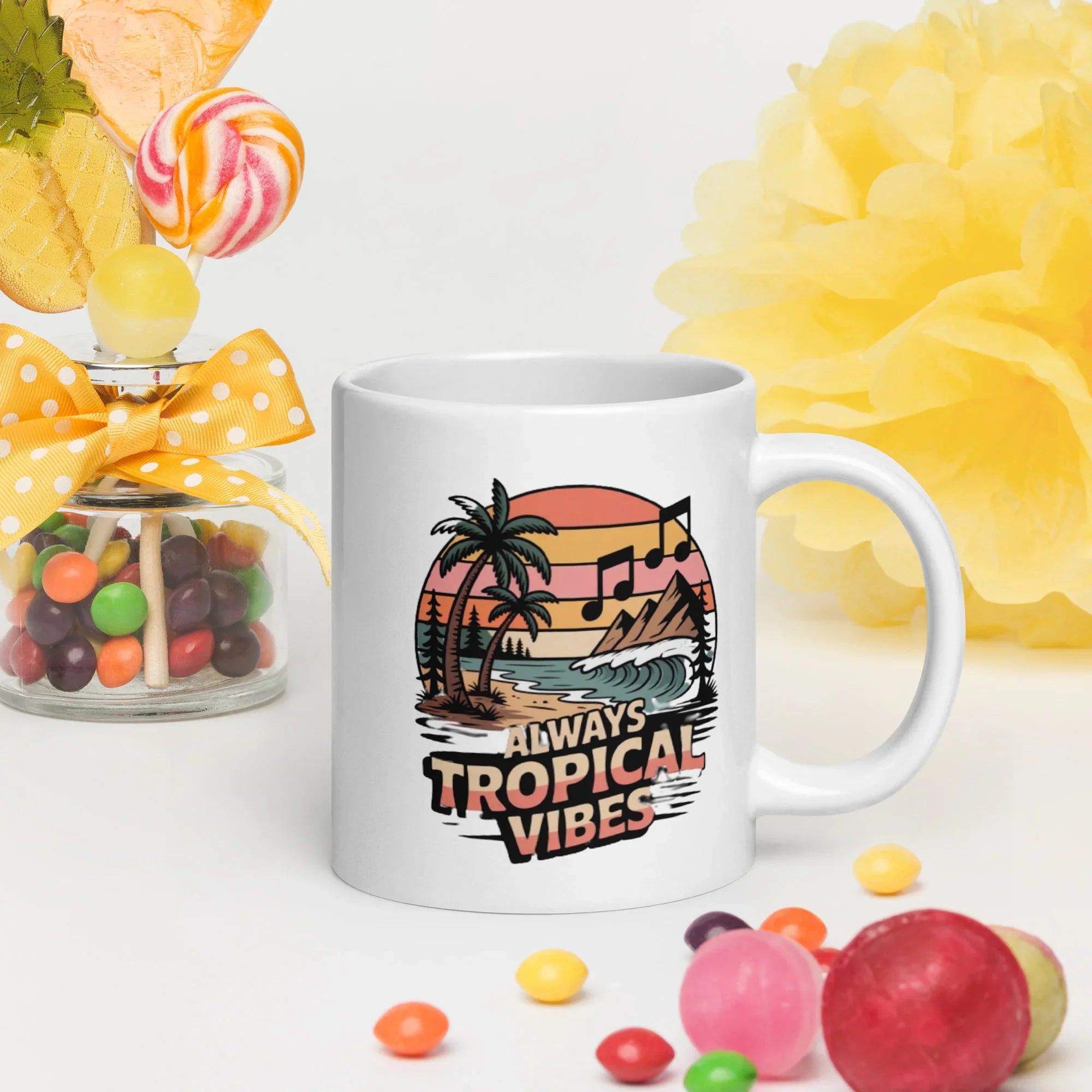 Always Tropical Vibes Beach Sunset Music Mug – Lead-Free Ceramic - RaZits