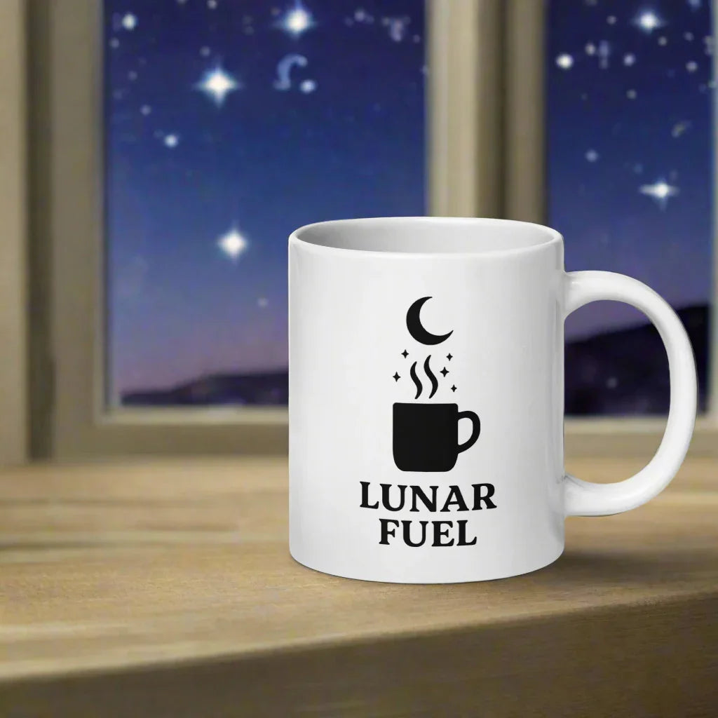 Lunar Fuel Mug – Crescent Moon Coffee Art - RaZits
