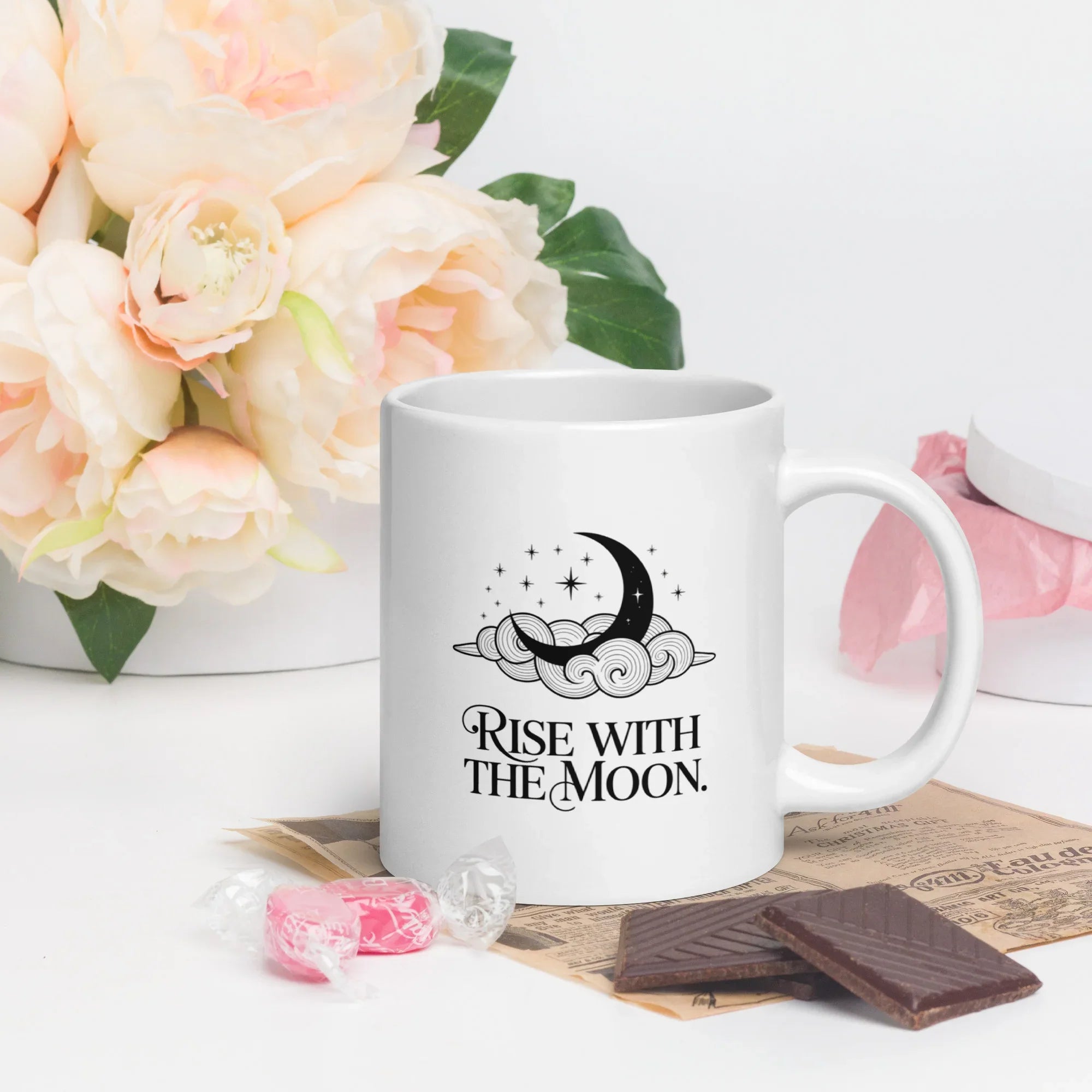 Rise with the Moon Mug – Celestial Cloud Design - RaZits