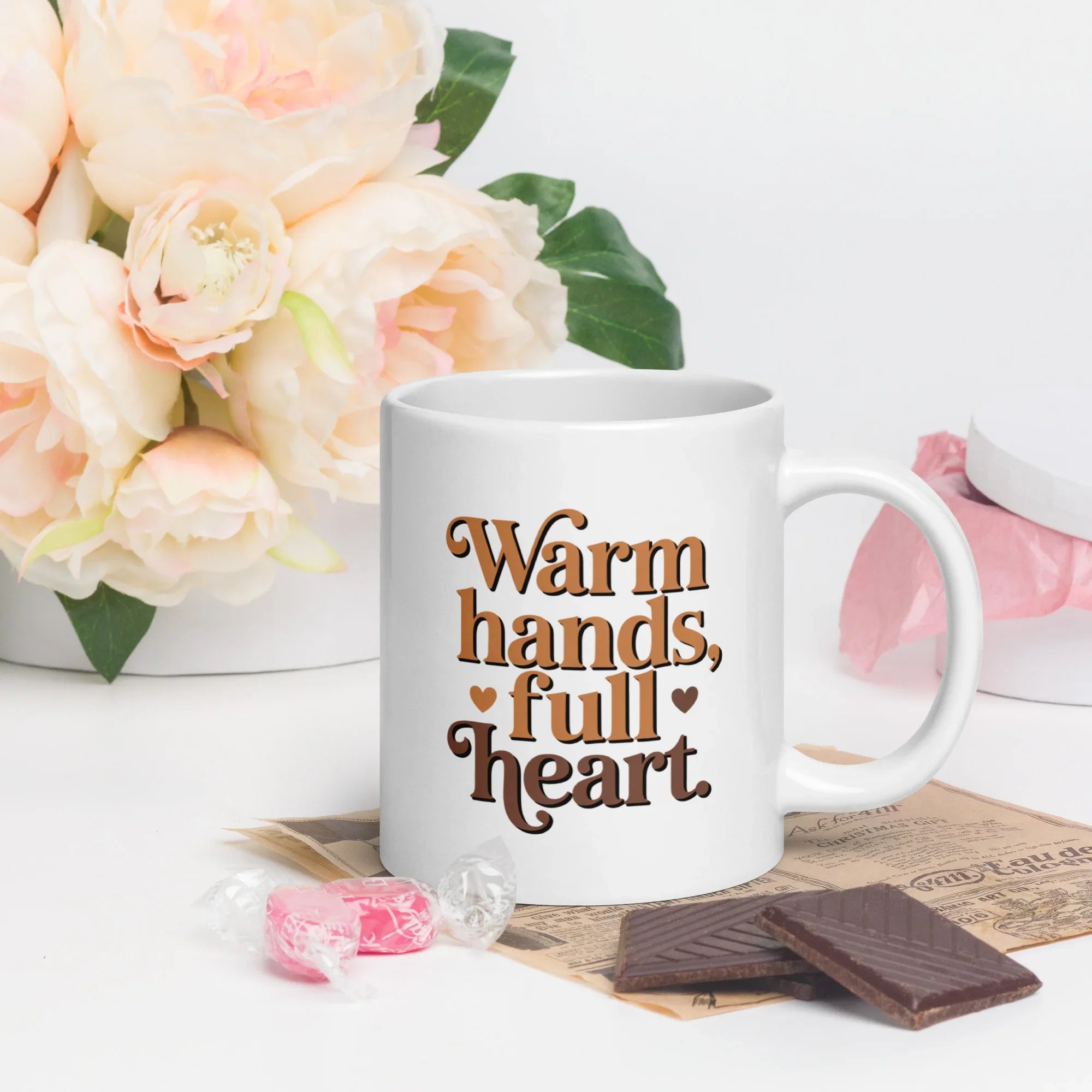 Warm Hands Full Heart Coffee Mug – Feel-Good Caffeine Companion - RaZits