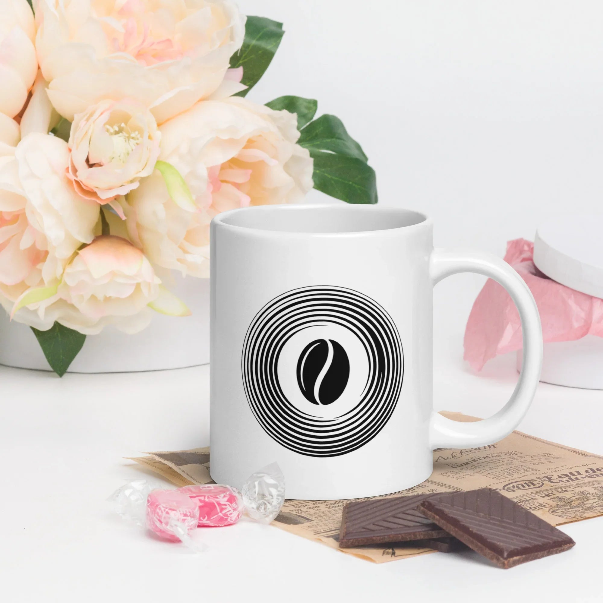 Hypnotic Coffee Bean Spiral Mug – Retro Caffeine Vibe - RaZits