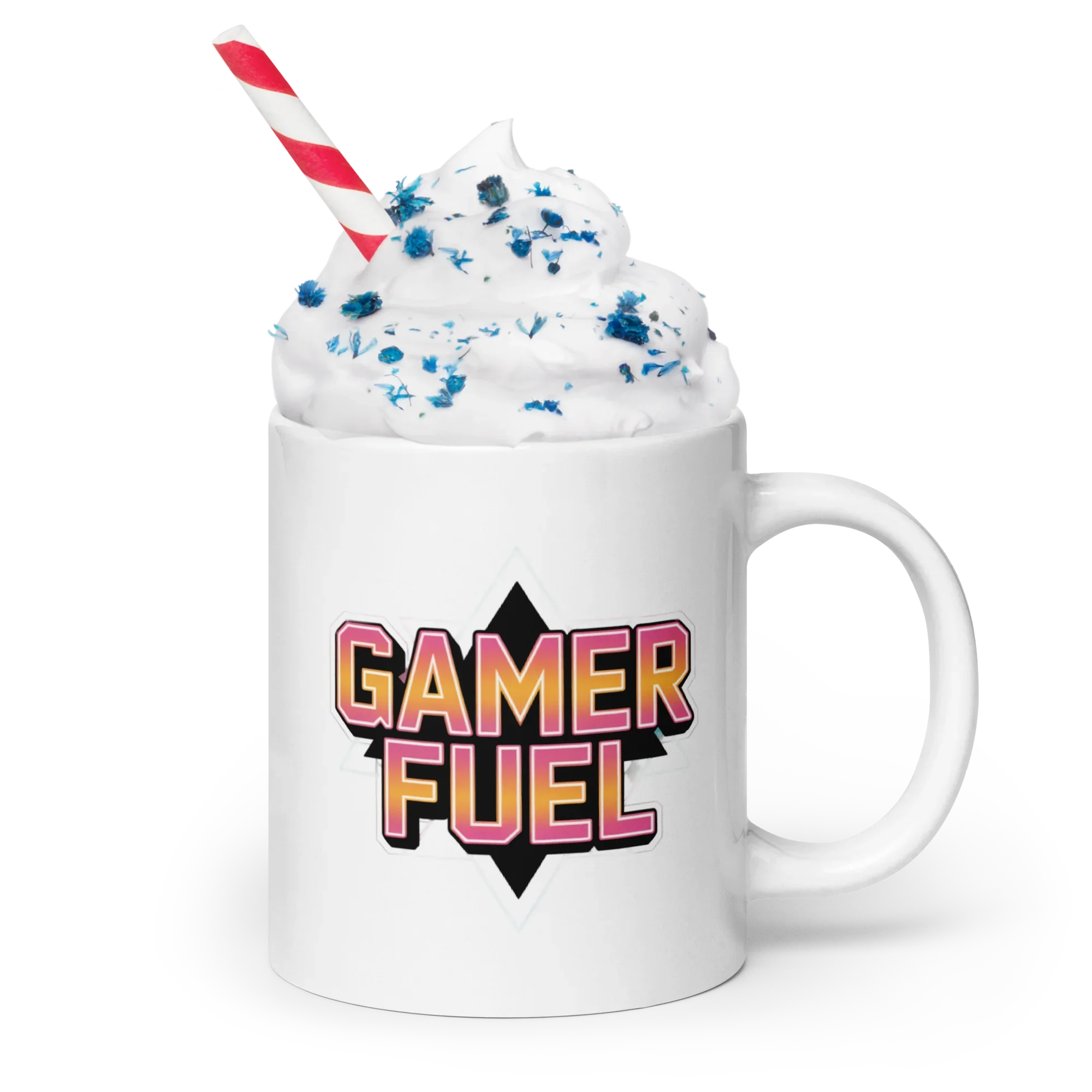 Gamer Fuel Neon Typography Design – Retro Gaming Energy Mug - RaZits