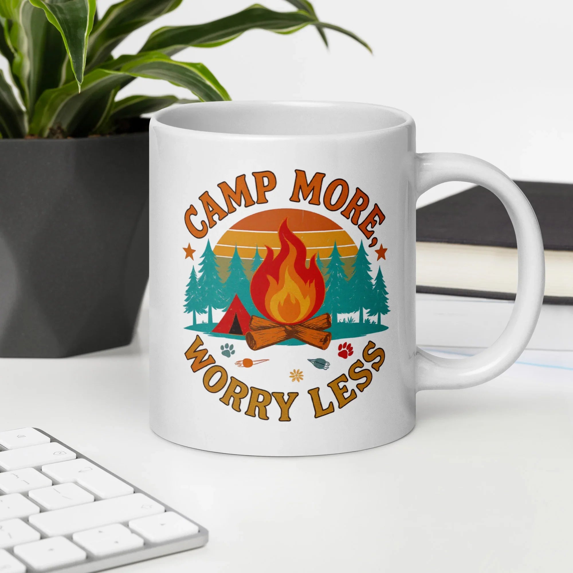 Camp More, Worry Less – Ceramic Camping Quote Mug - RaZits