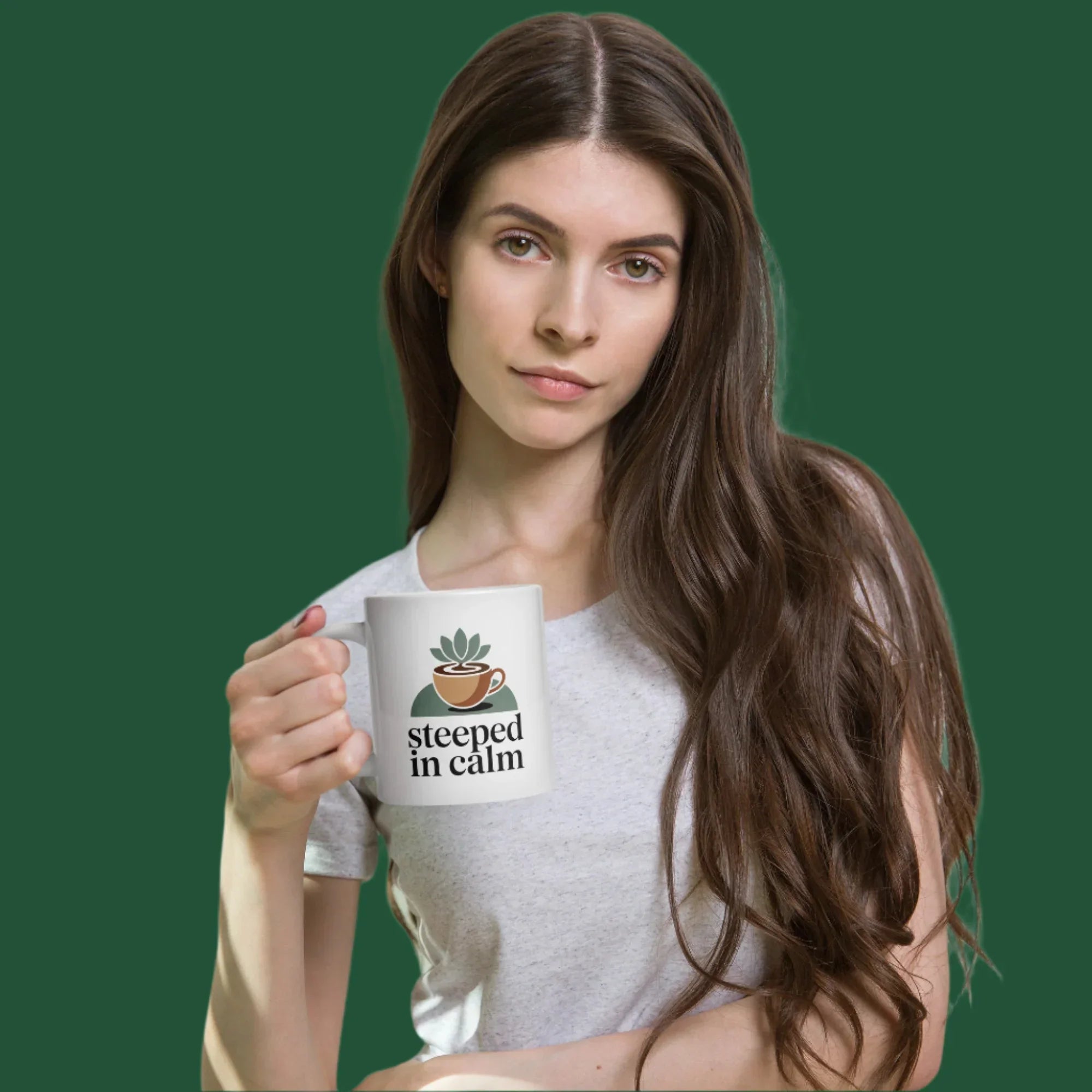 Steeped in Calm Ceramic Coffee Mug – Mindful Morning Cup - RaZits