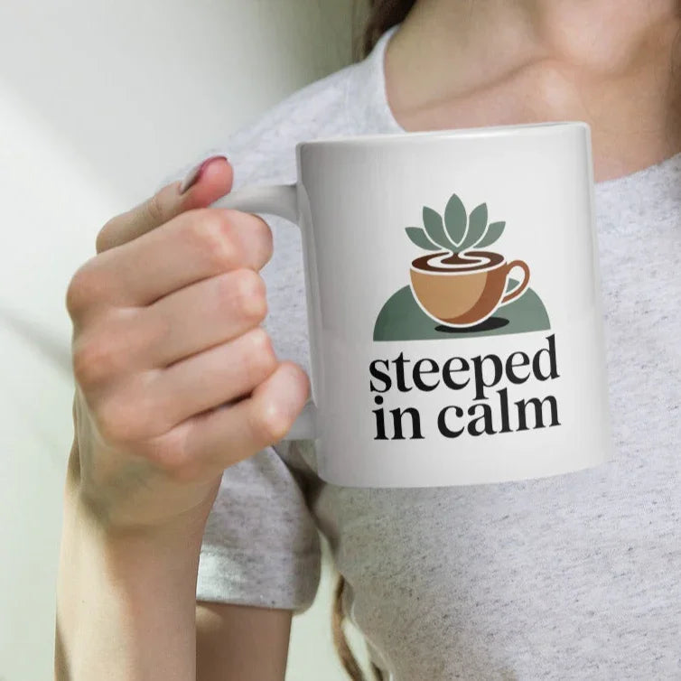 Steeped in Calm Ceramic Coffee Mug – Mindful Morning Cup - RaZits