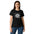 Lotus Martial Arts Symbol minimalist dojo women's t-shirt in Black, semi-fitted softstyle cotton, front view