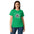 Lotus Martial Arts Symbol minimalist dojo women's t-shirt in Irish Green, semi-fitted softstyle cotton, front view