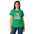 Stay Powered Pixel Star retro 8-bit gaming women's t-shirt in Irish Green, semi-fitted softstyle cotton, front view