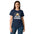 Stay Powered Pixel Star retro 8-bit gaming women's t-shirt in Navy, semi-fitted softstyle cotton, front view