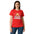 Stay Powered Pixel Star retro 8-bit gaming women's t-shirt in Red, semi-fitted softstyle cotton, front view