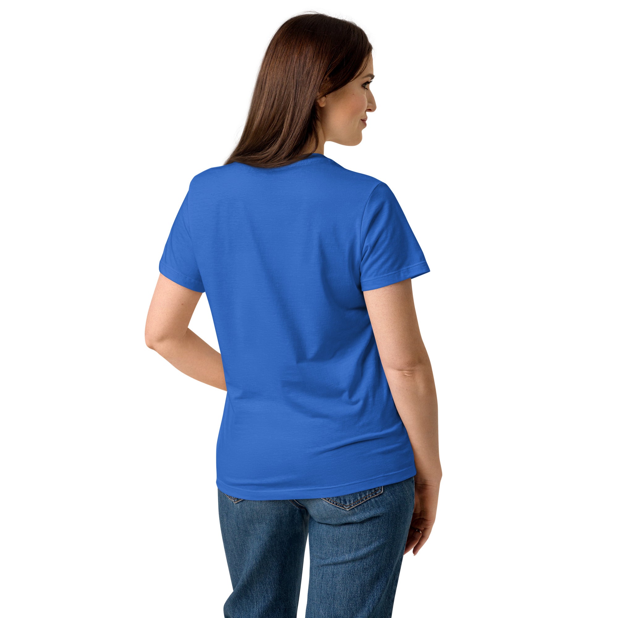 Lotus Martial Arts Symbol minimalist dojo women's t-shirt in Royal Blue, semi-fitted softstyle cotton, back view