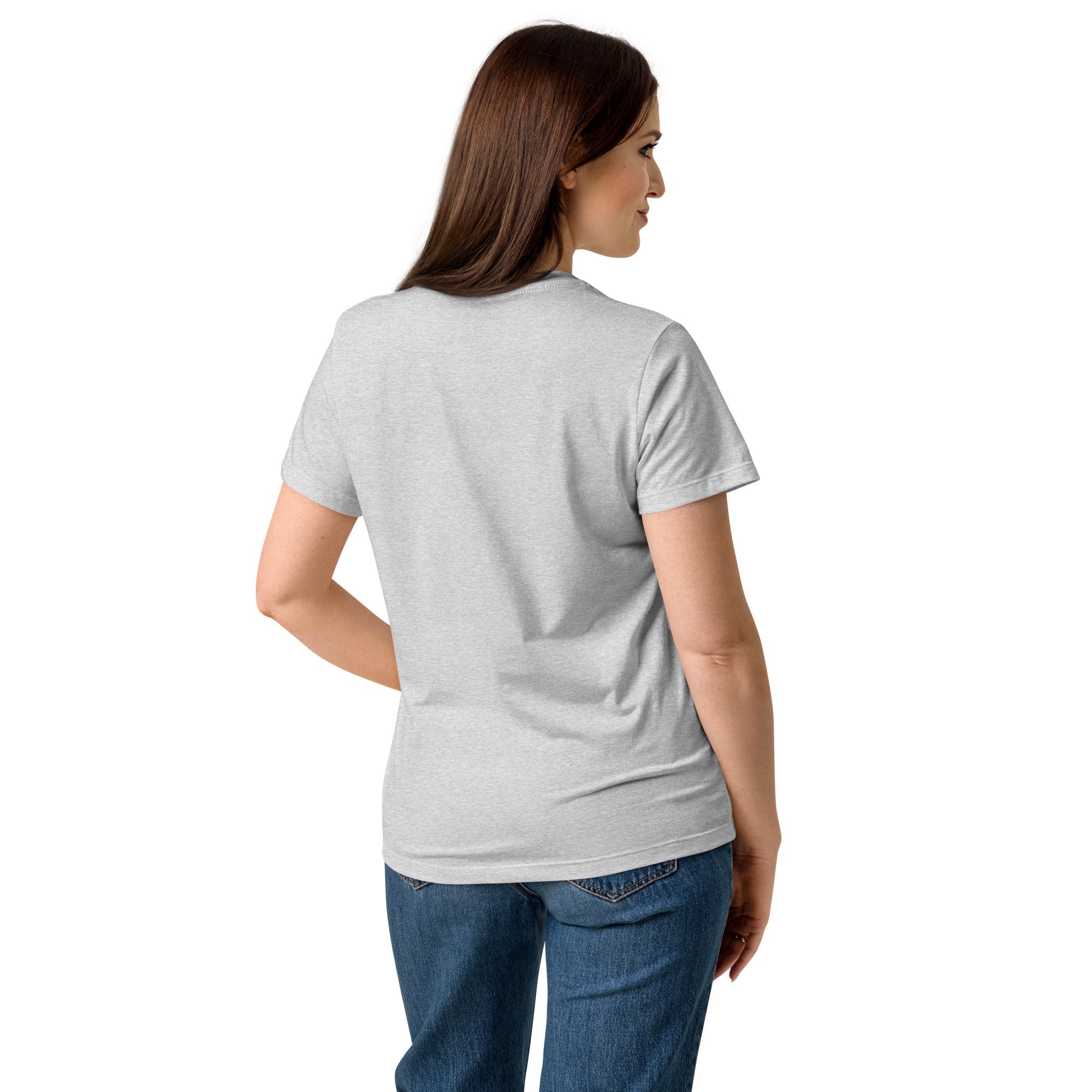 Lotus Martial Arts Symbol minimalist dojo women's t-shirt in RS Sport Grey, semi-fitted softstyle cotton, back view
