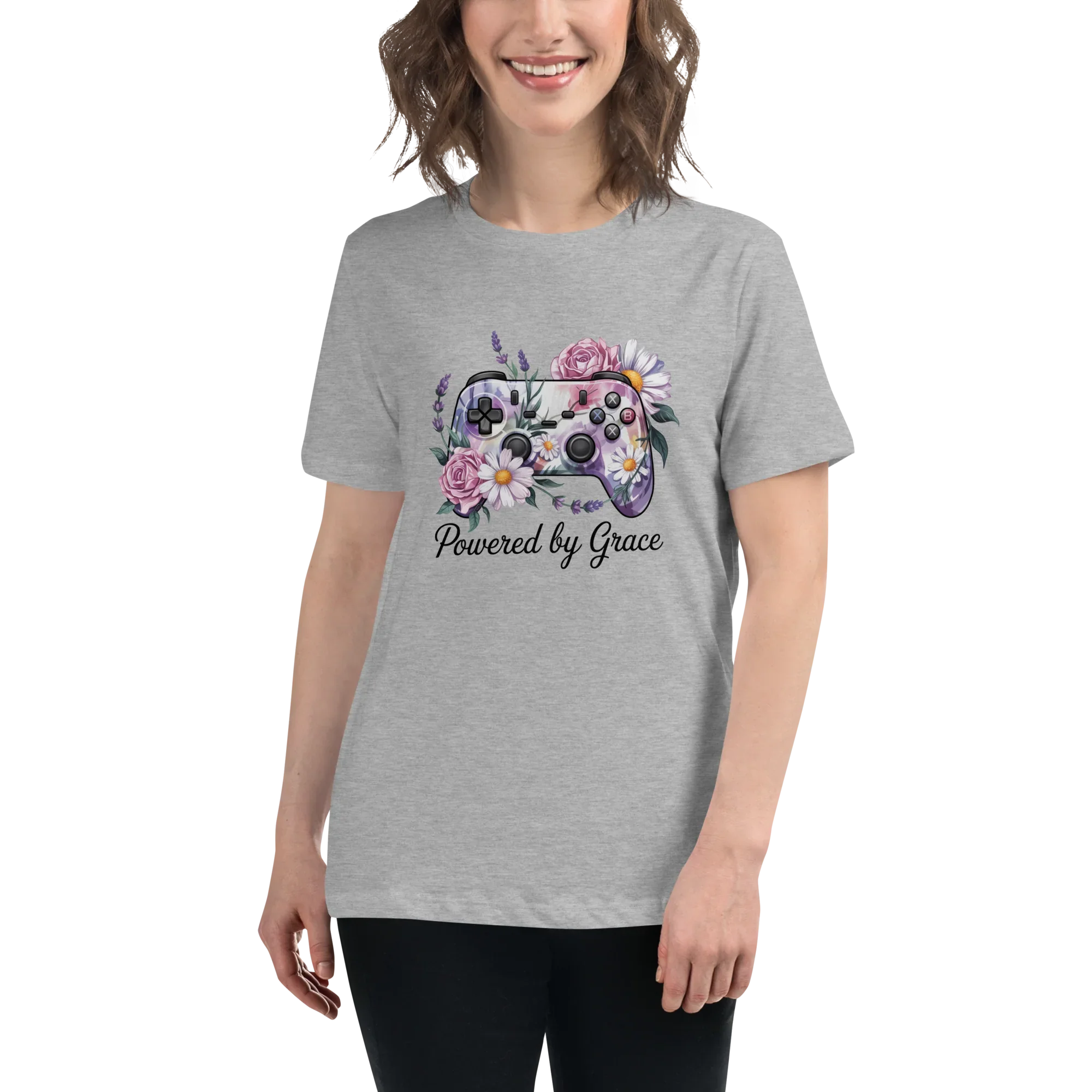 Floral Controller Tee – Powered by Grace Gamer Shirt - RaZits