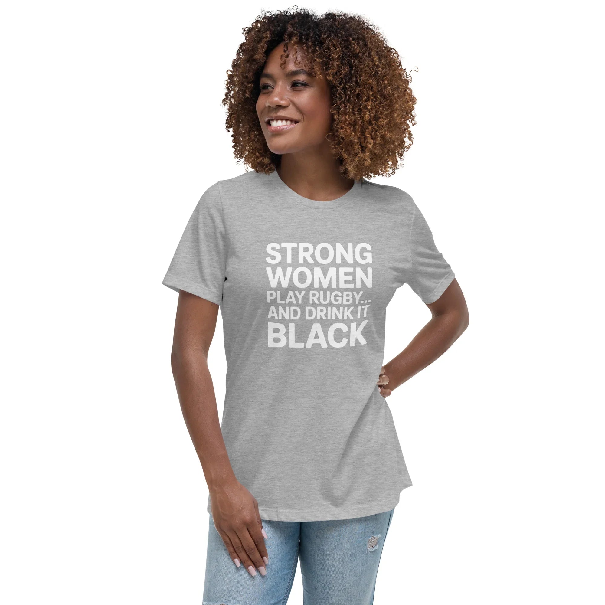 Strong Women Play Rugby Tee – Bold Coffee Lover Print - RaZits