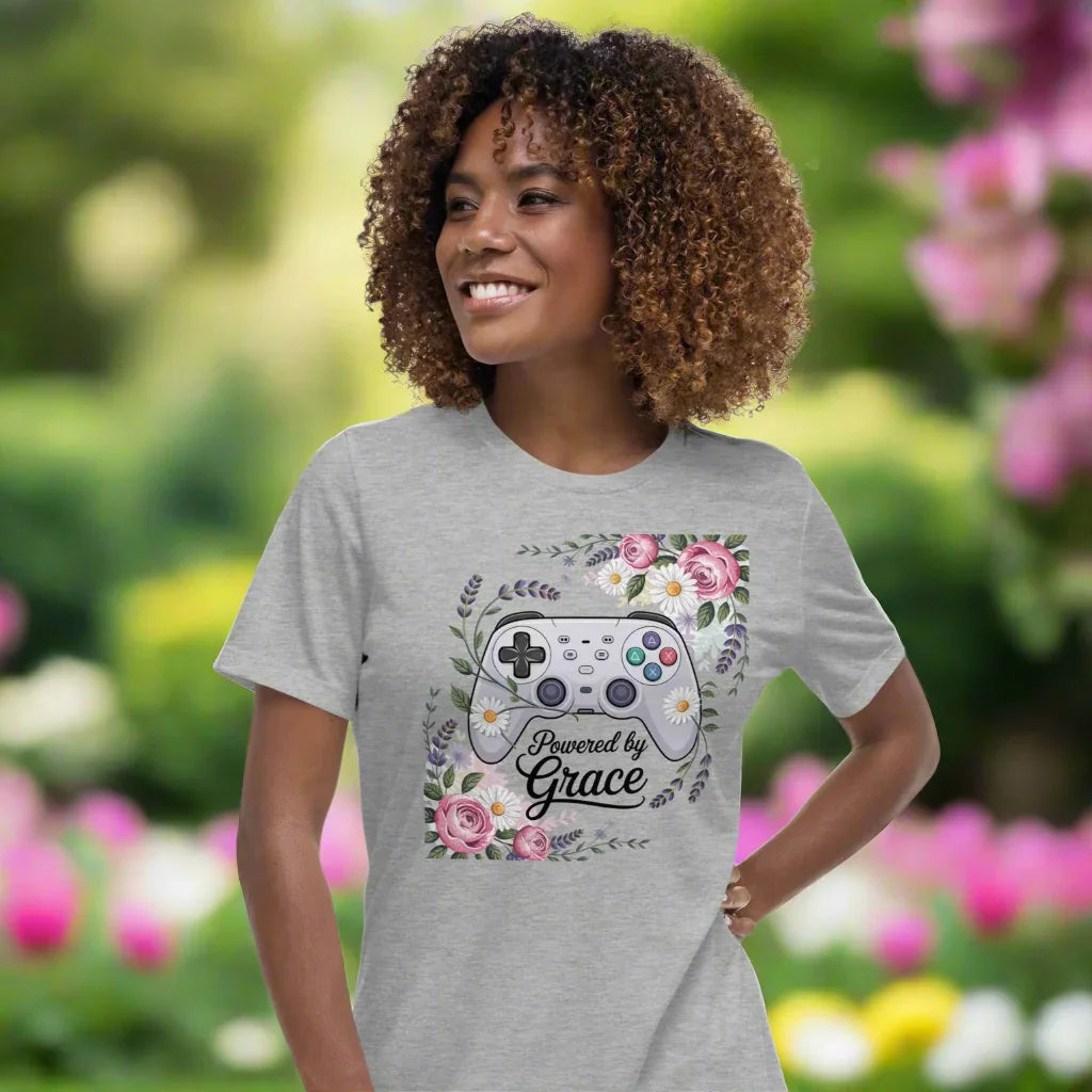 Powered by Grace Shirt – Floral Gamer Girl Tee - RaZits