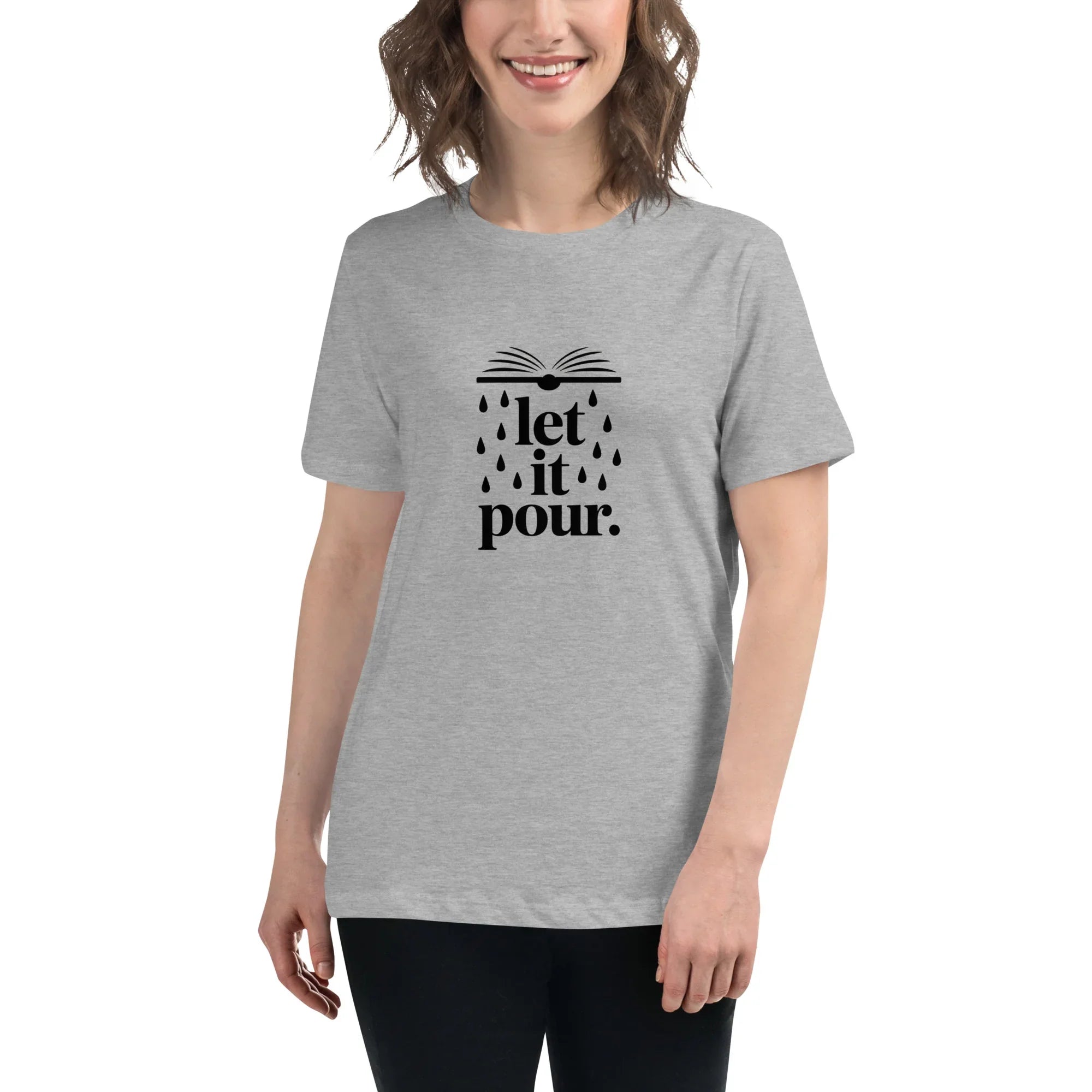 Let It Pour T-Shirt – Book Lover Rainfall Tee for Women - RaZits