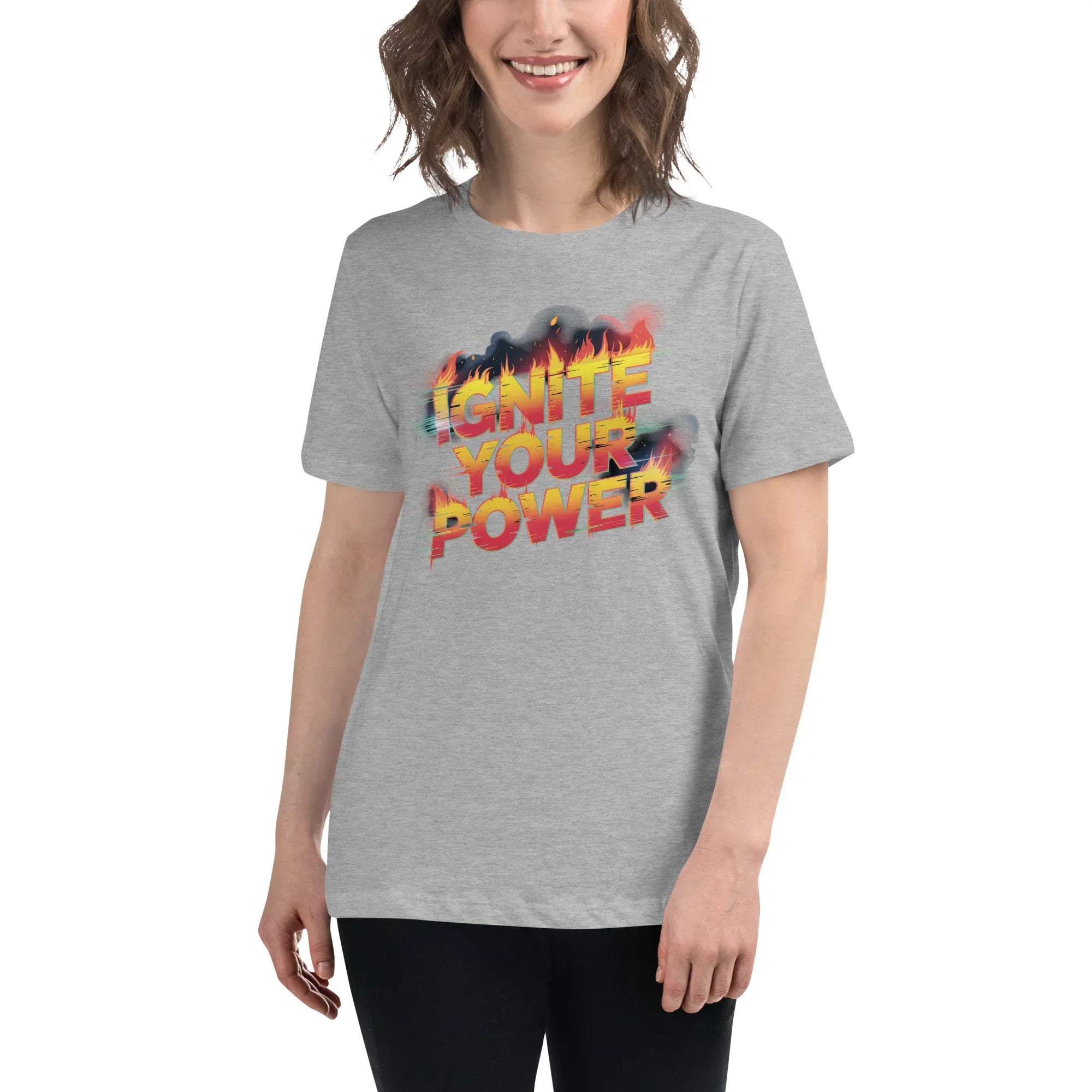Ignite Your Power T Shirt – Bold Girl Power Tee with Red & Yellow Flames - RaZits