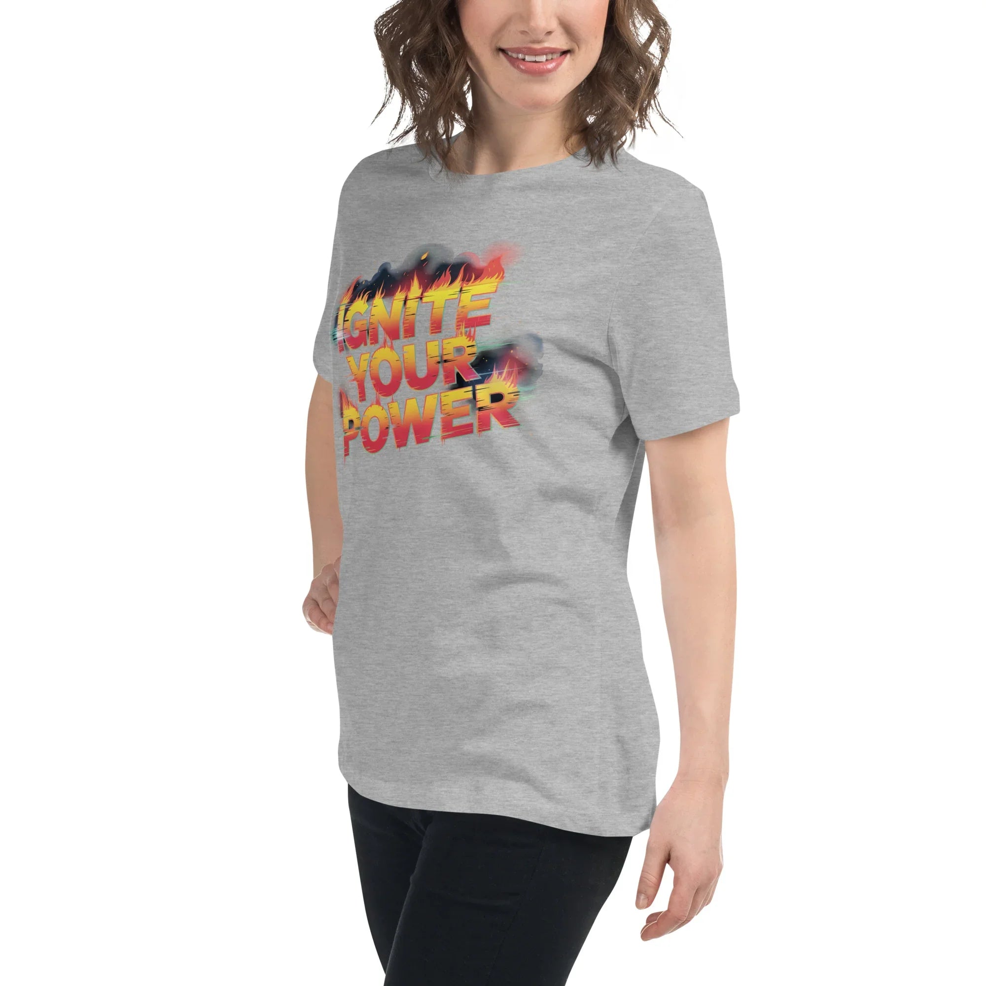Ignite Your Power T Shirt – Bold Girl Power Tee with Red & Yellow Flames - RaZits
