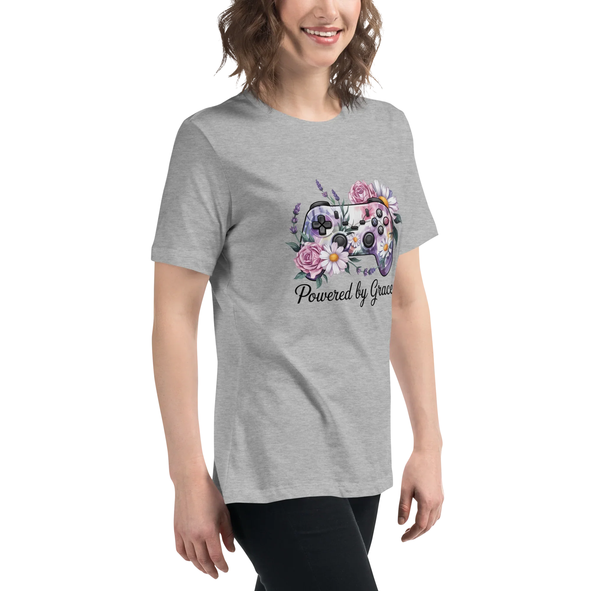 Floral Controller Tee – Powered by Grace Gamer Shirt - RaZits