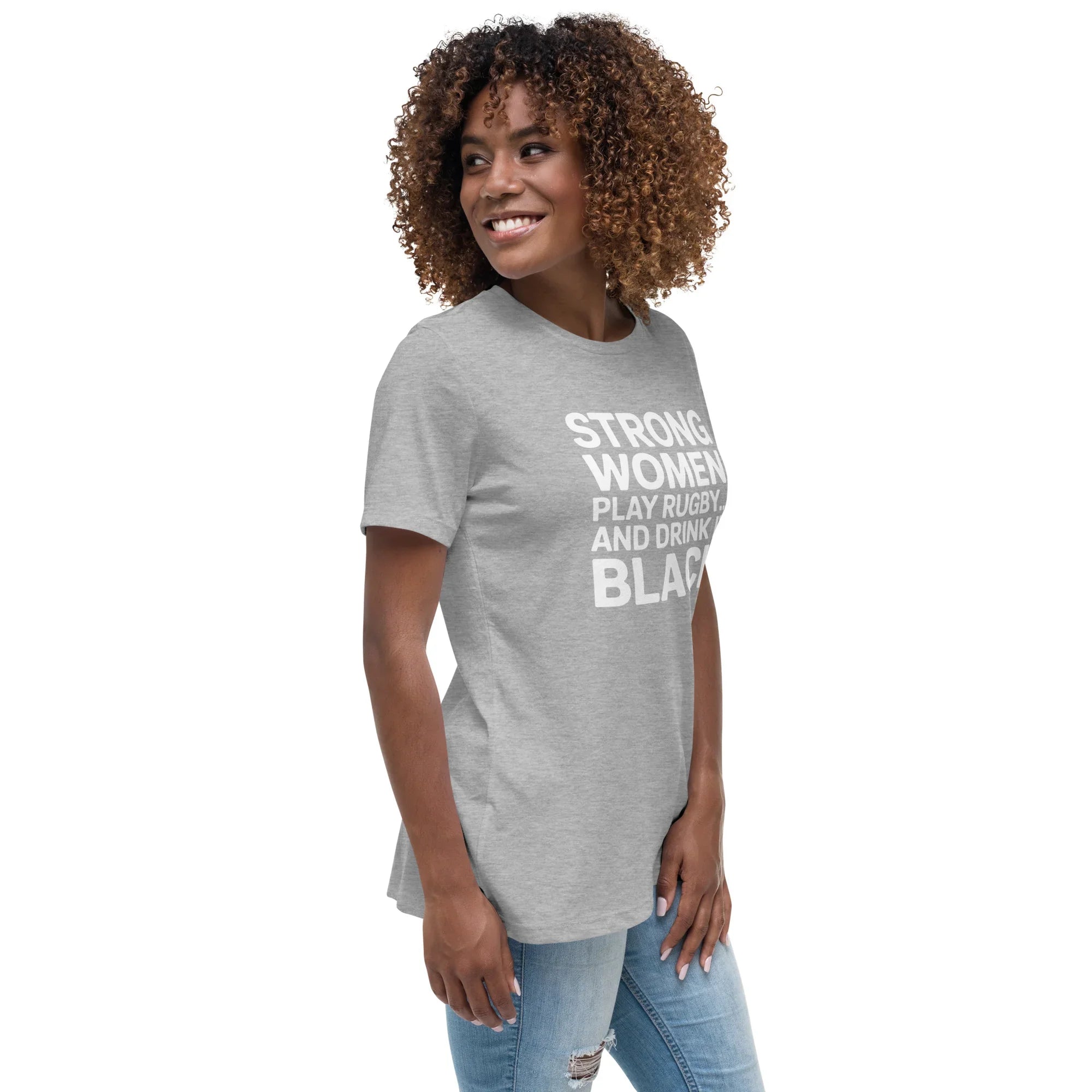 Strong Women Play Rugby Tee – Bold Coffee Lover Print - RaZits