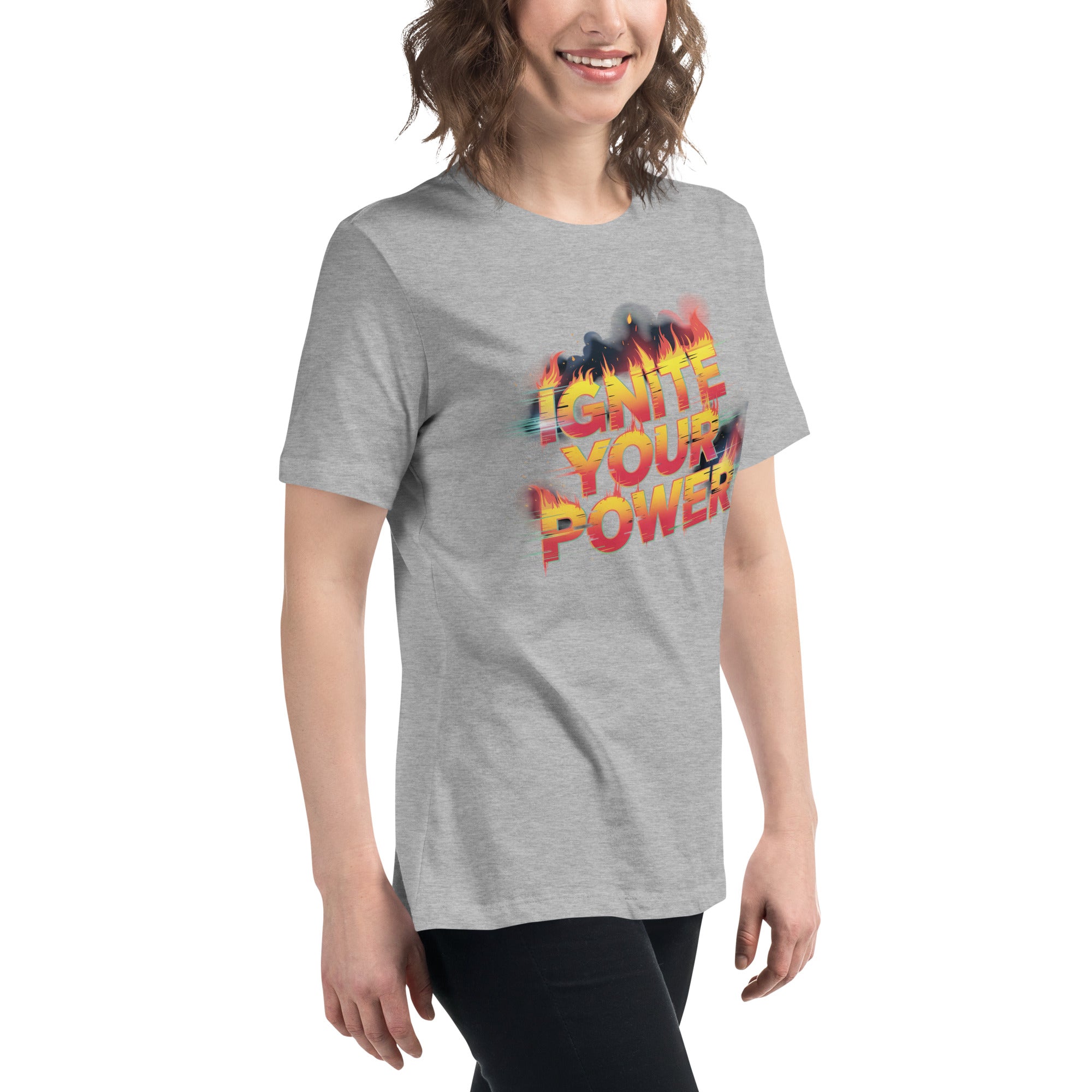 Ignite Your Power T Shirt – Bold Girl Power Tee with Red & Yellow Flames - RaZits
