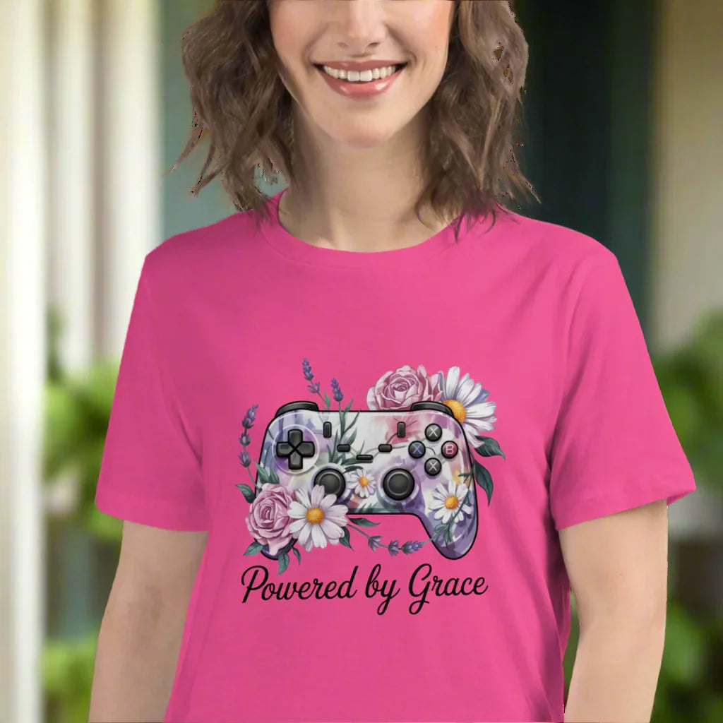 Floral Controller Tee – Powered by Grace Gamer Shirt - RaZits
