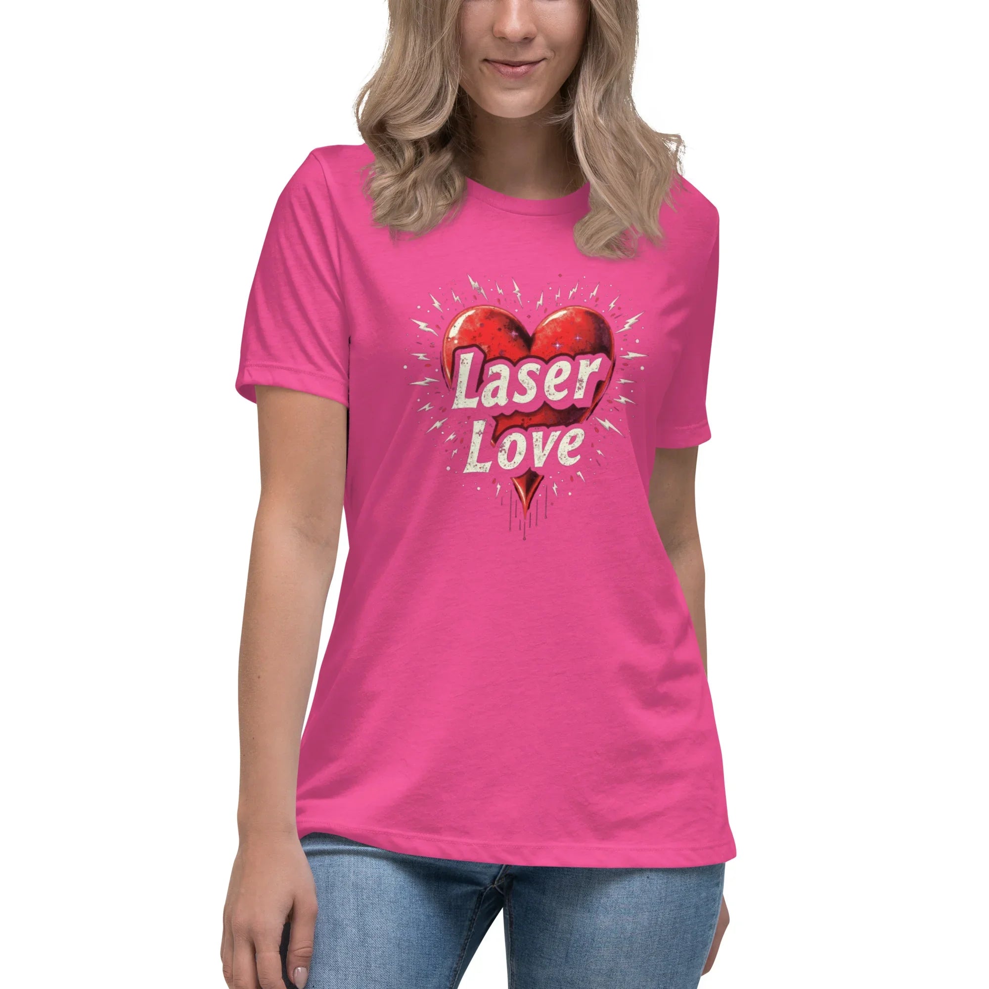 Laser Love Tee – Neon Pink Digital Art Shirt - RaZits