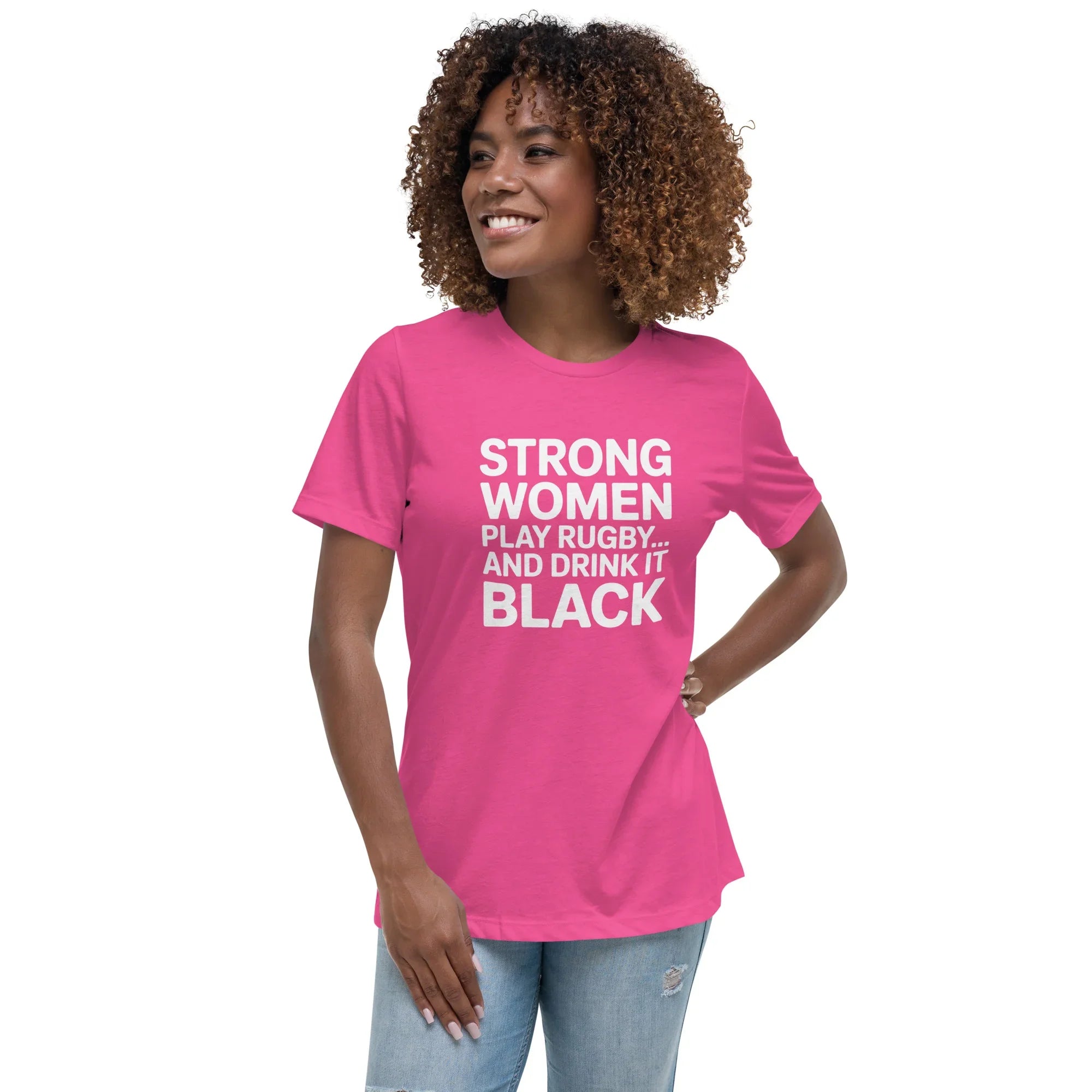 Strong Women Play Rugby Tee – Bold Coffee Lover Print - RaZits
